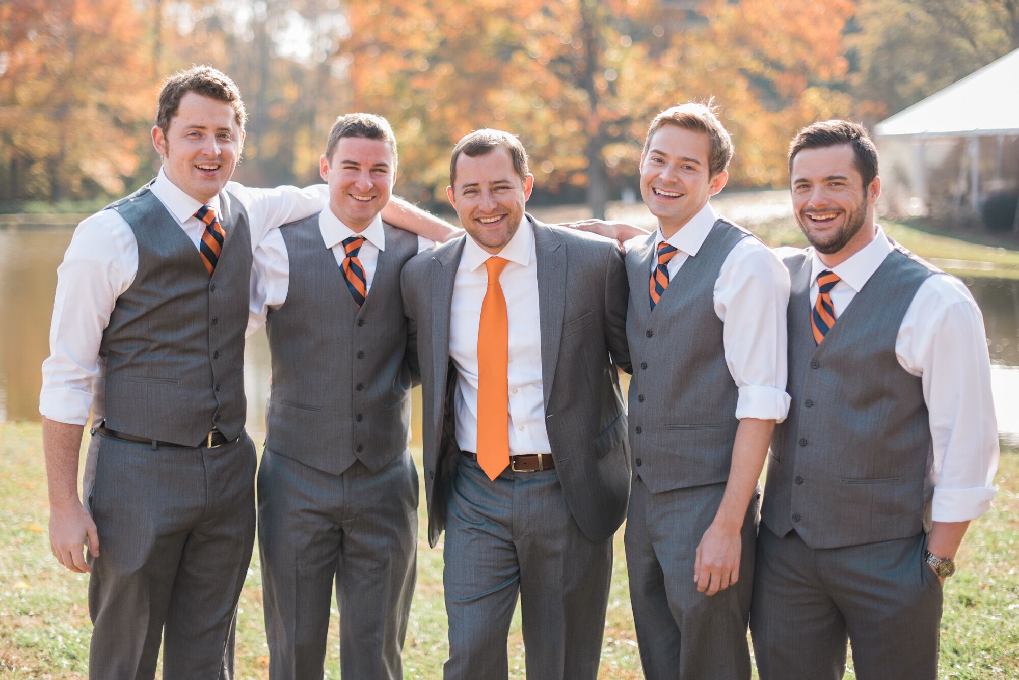 Gray Suit With Orange Tie