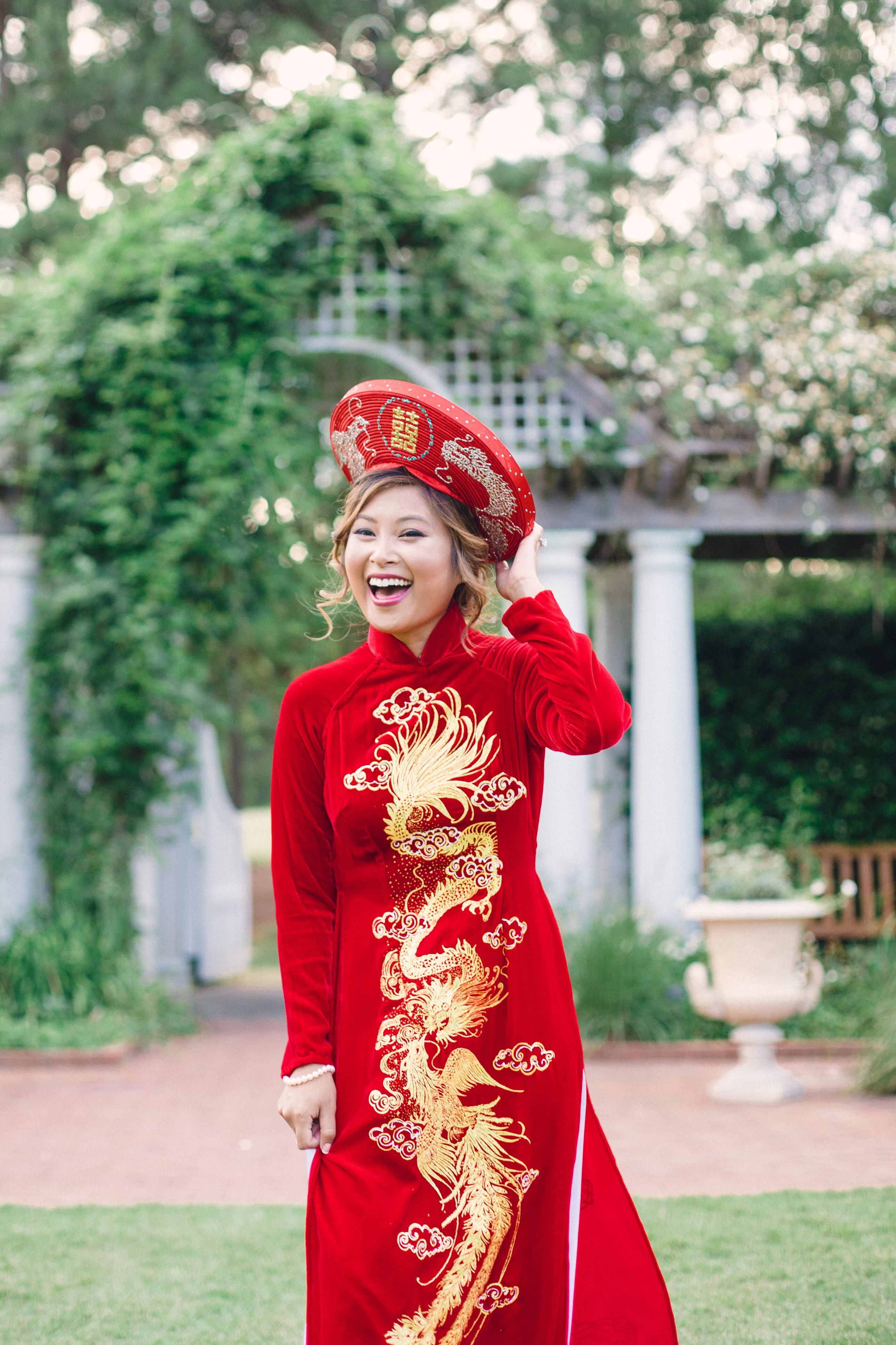 red traditional wedding attire