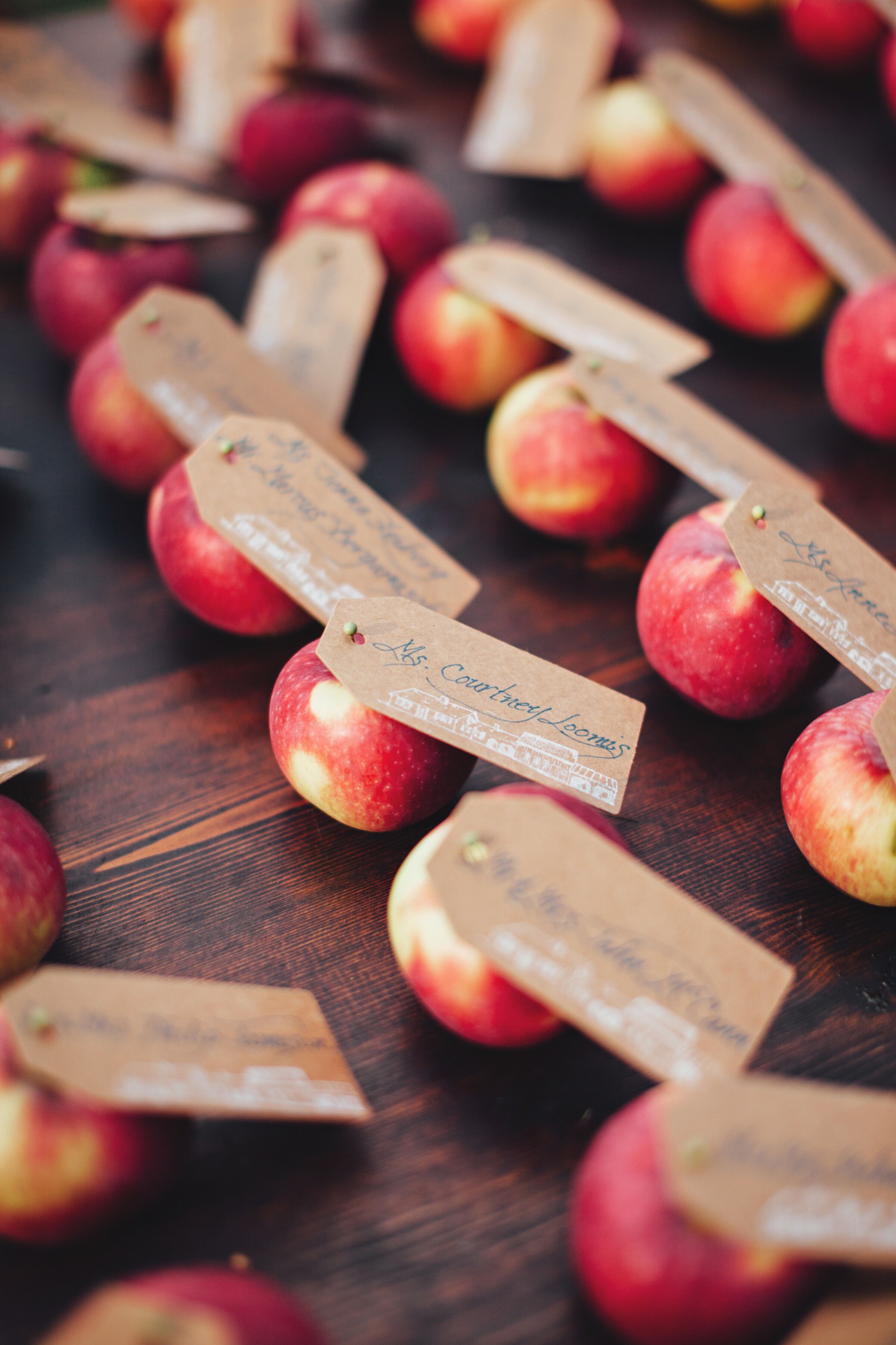 Hand-Lettered Apple Escort Cards