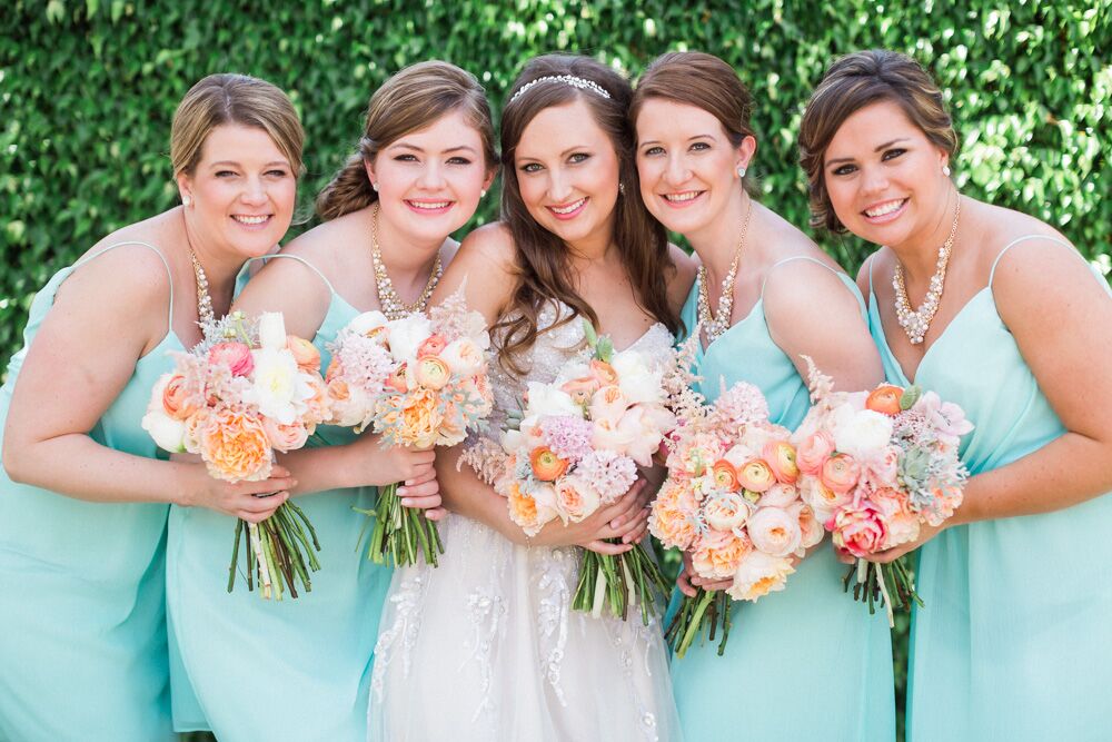 Coral and Peach Bridesmaid Bouquets