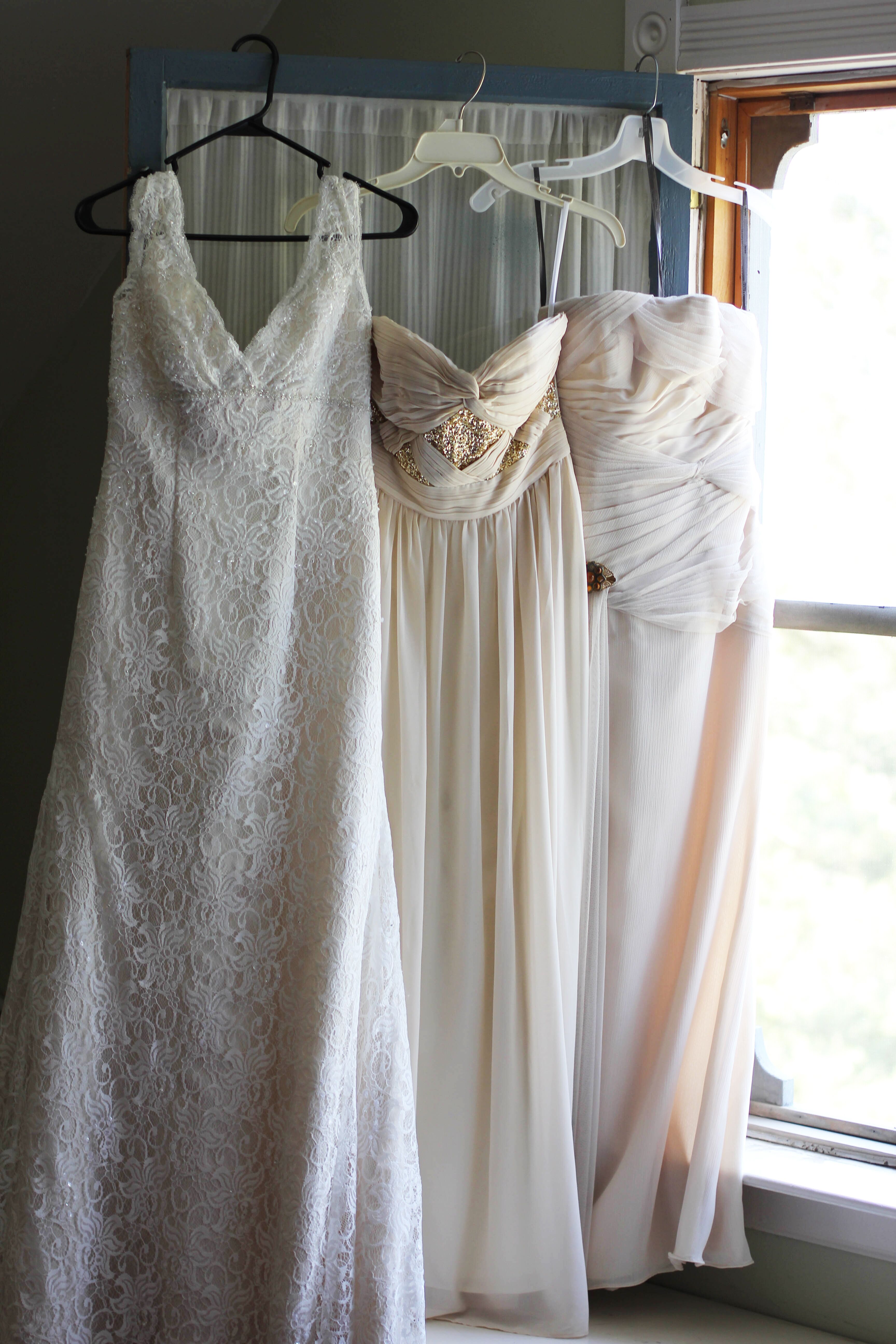 off white and gold wedding dresses