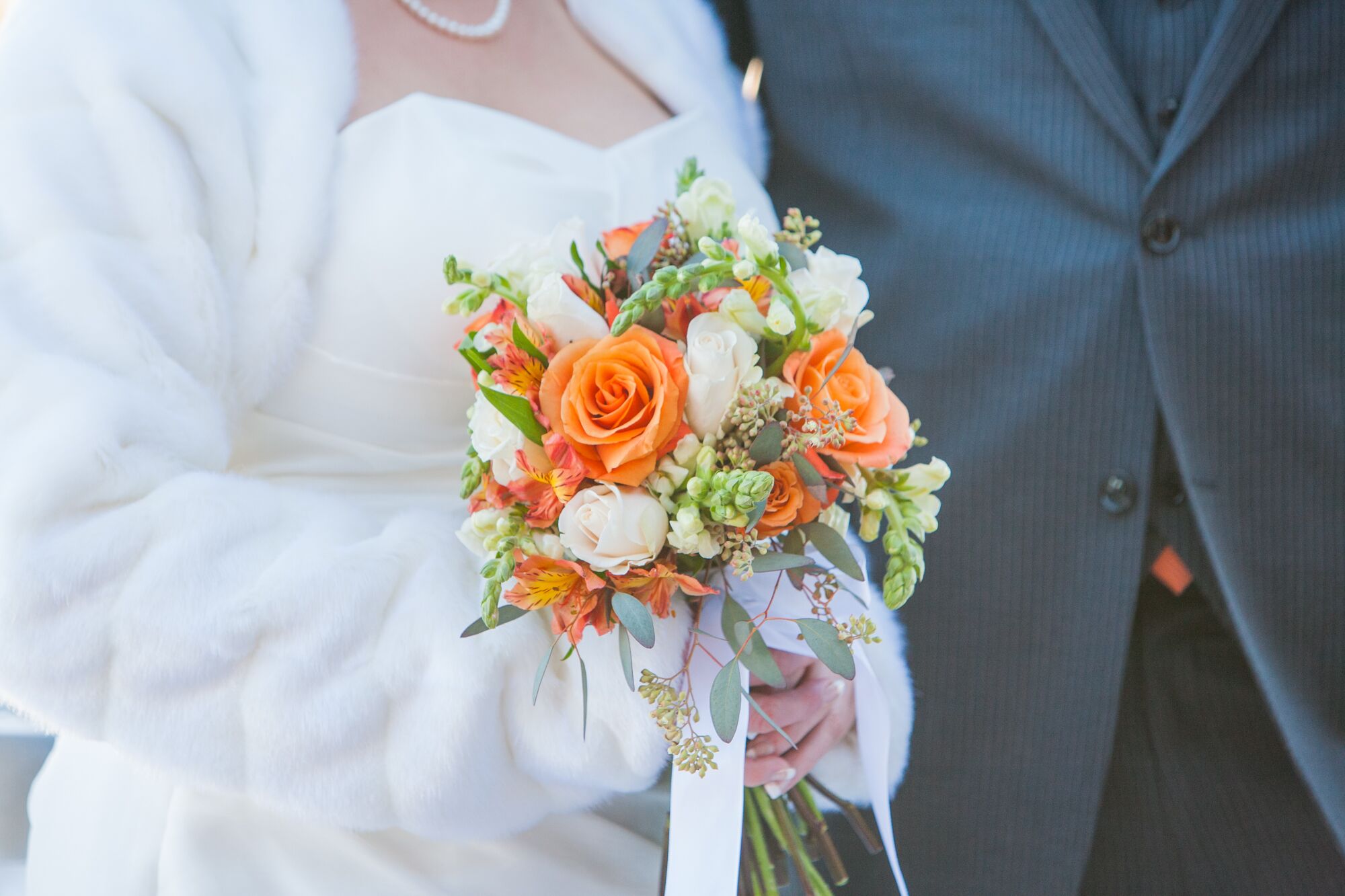 Orange and clearance white wedding dress