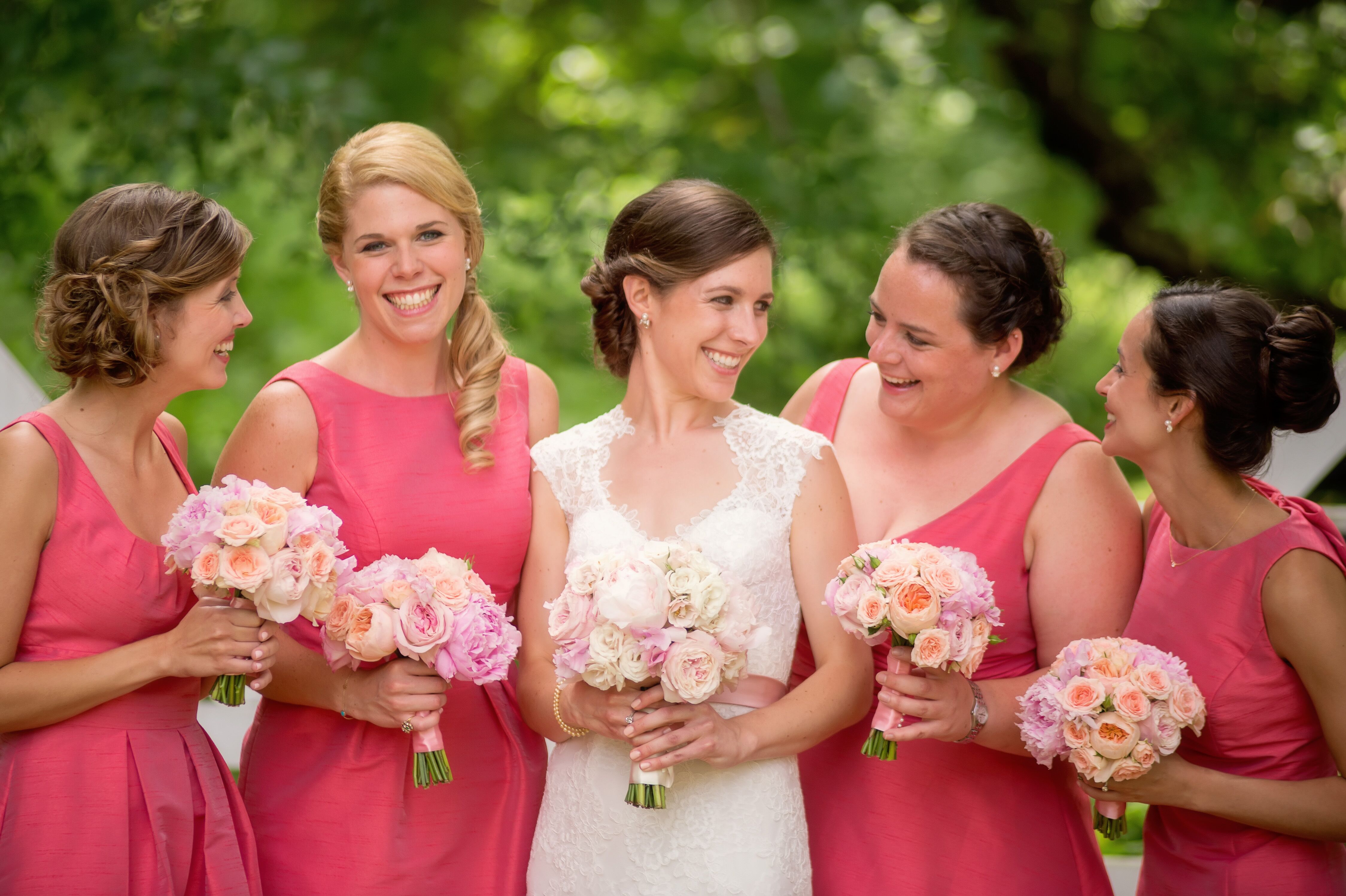 Coral Alfred Sung Bridesmaid Dresses