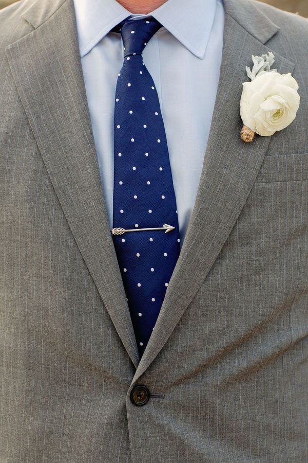 Arrow Tie Bar on Blue Spotted Tie