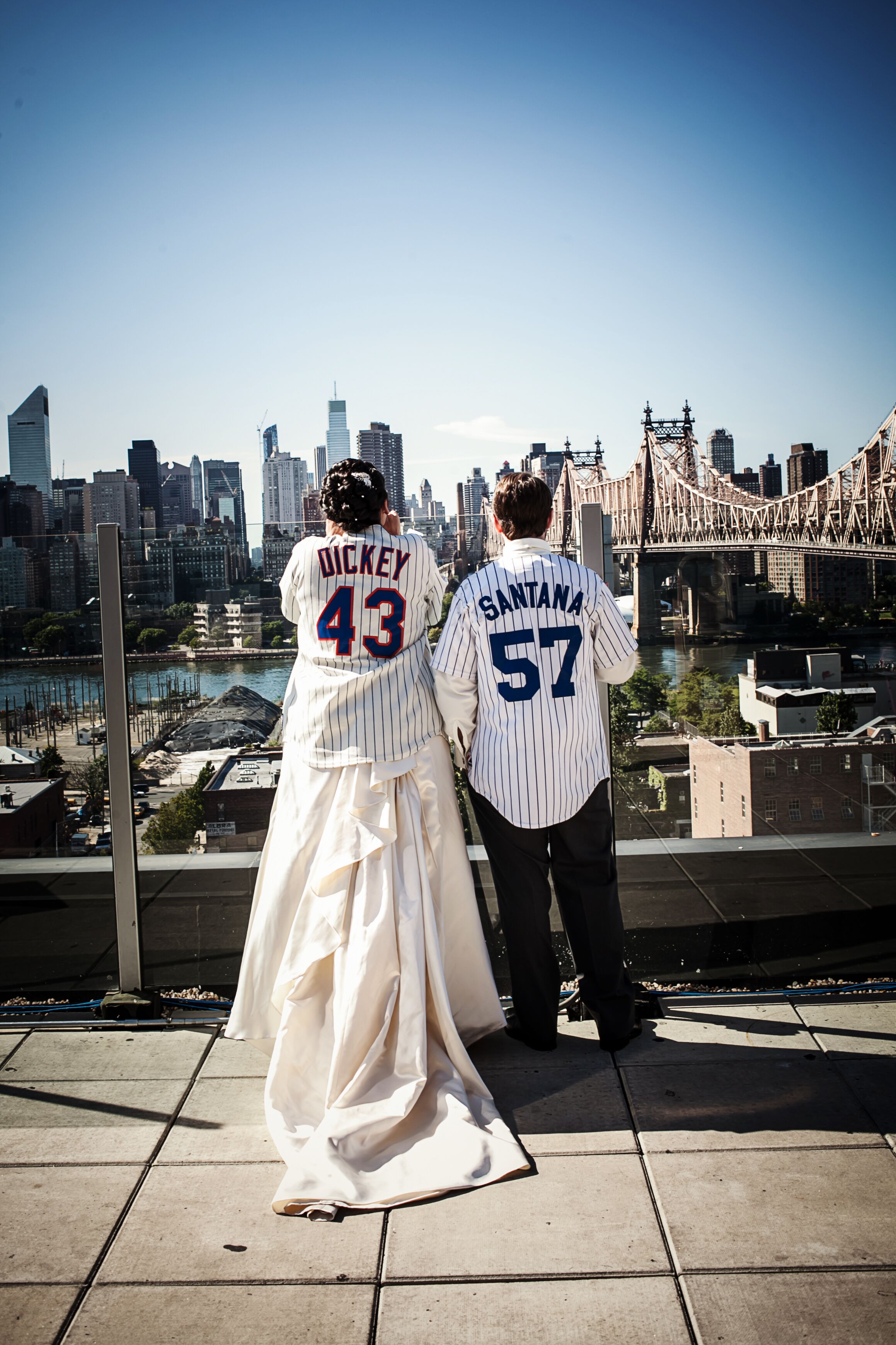 Bride and Groom in Baseball Jerseys