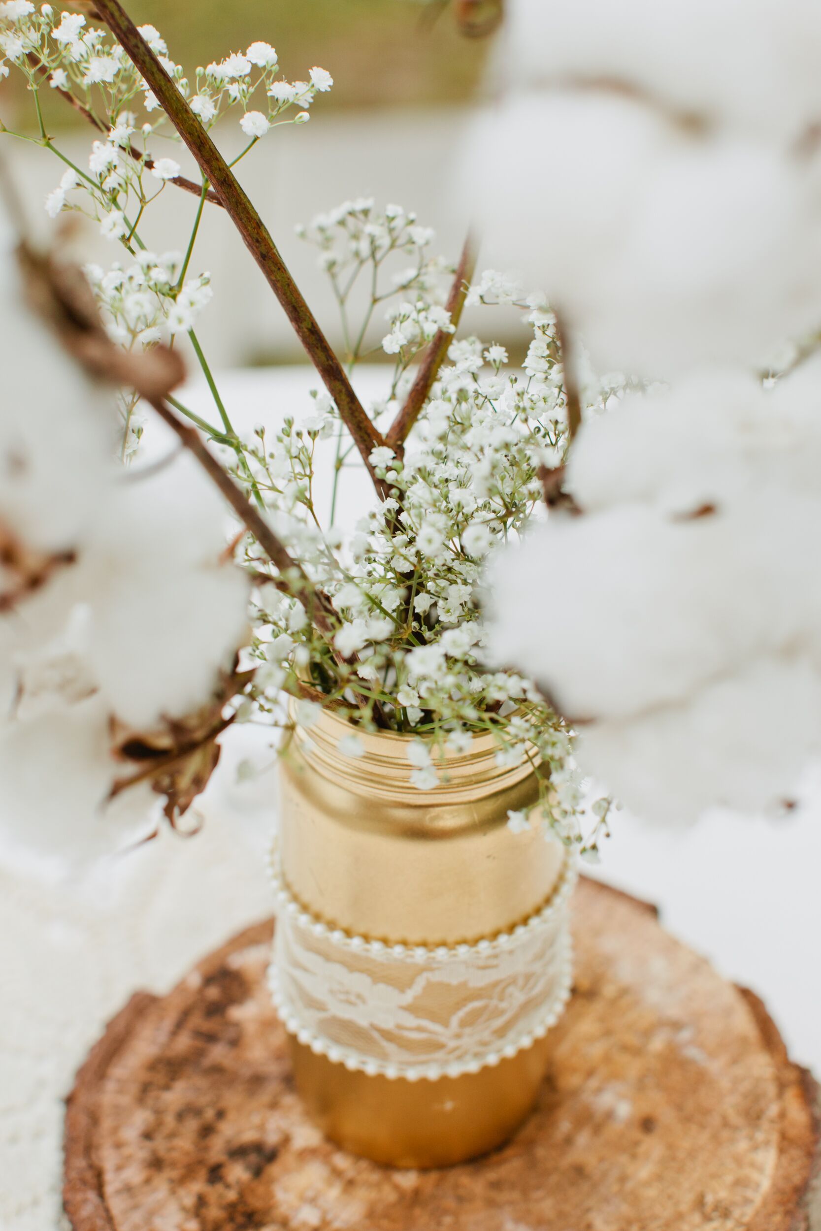 Gold Mason Jar with Baby's-Breath