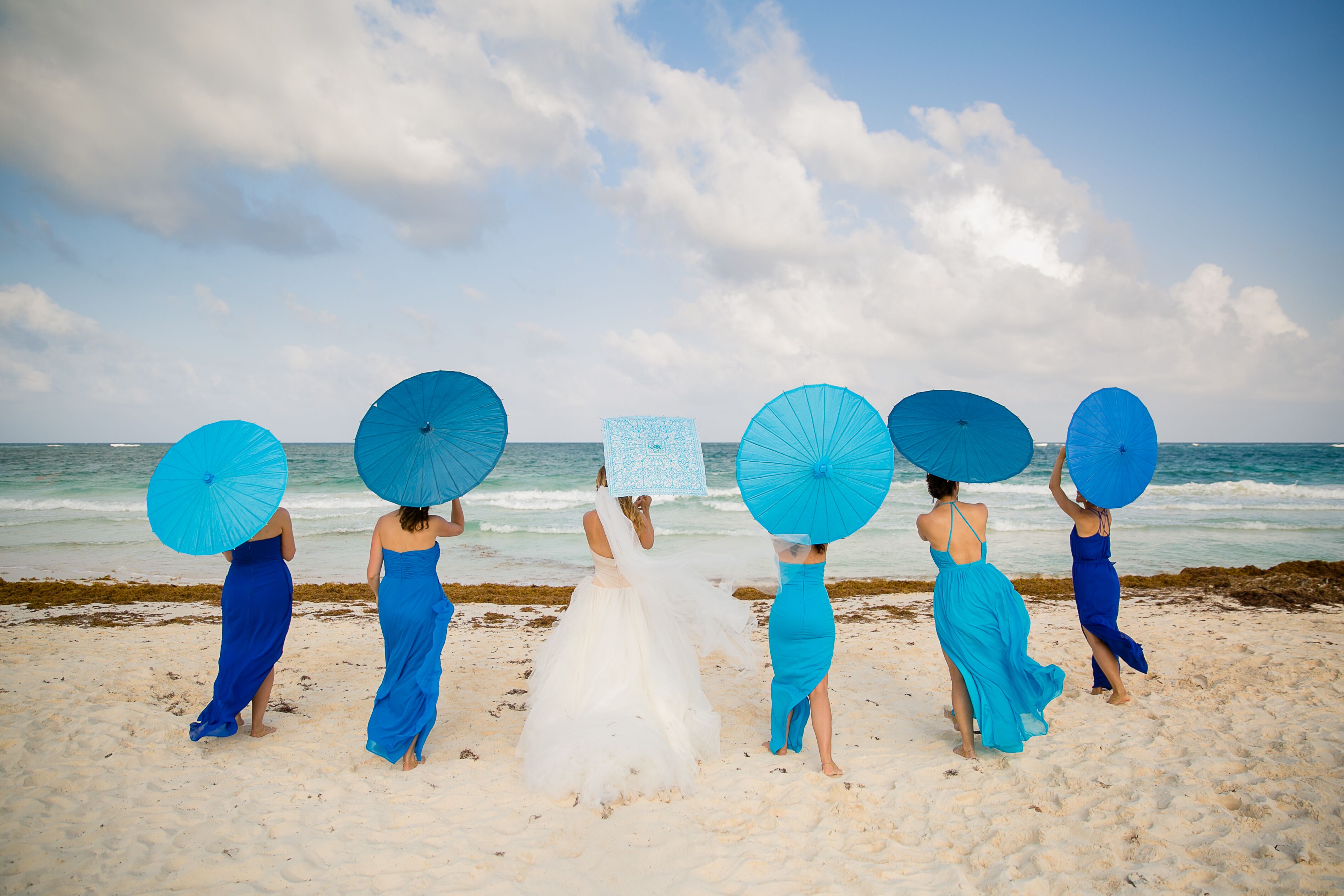 teal ombre bridesmaid dresses