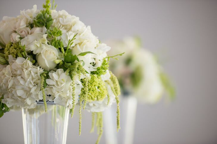 Tall White And Green Floral Arrangements