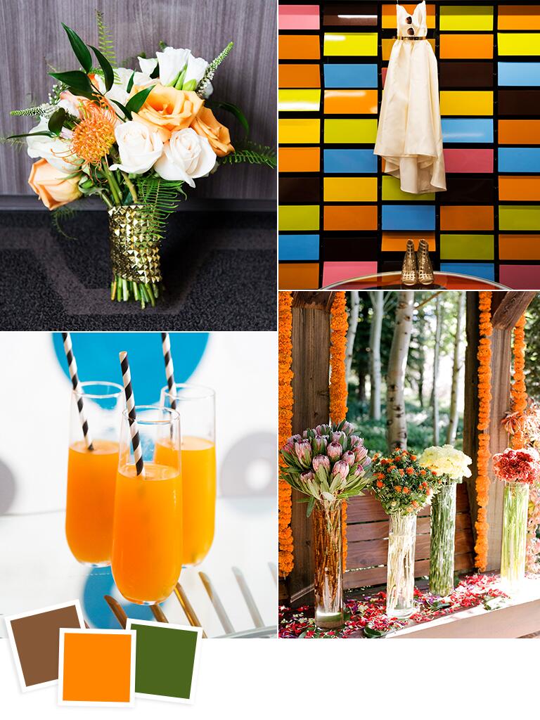 Brown, orange and hunter green fall wedding color ideas