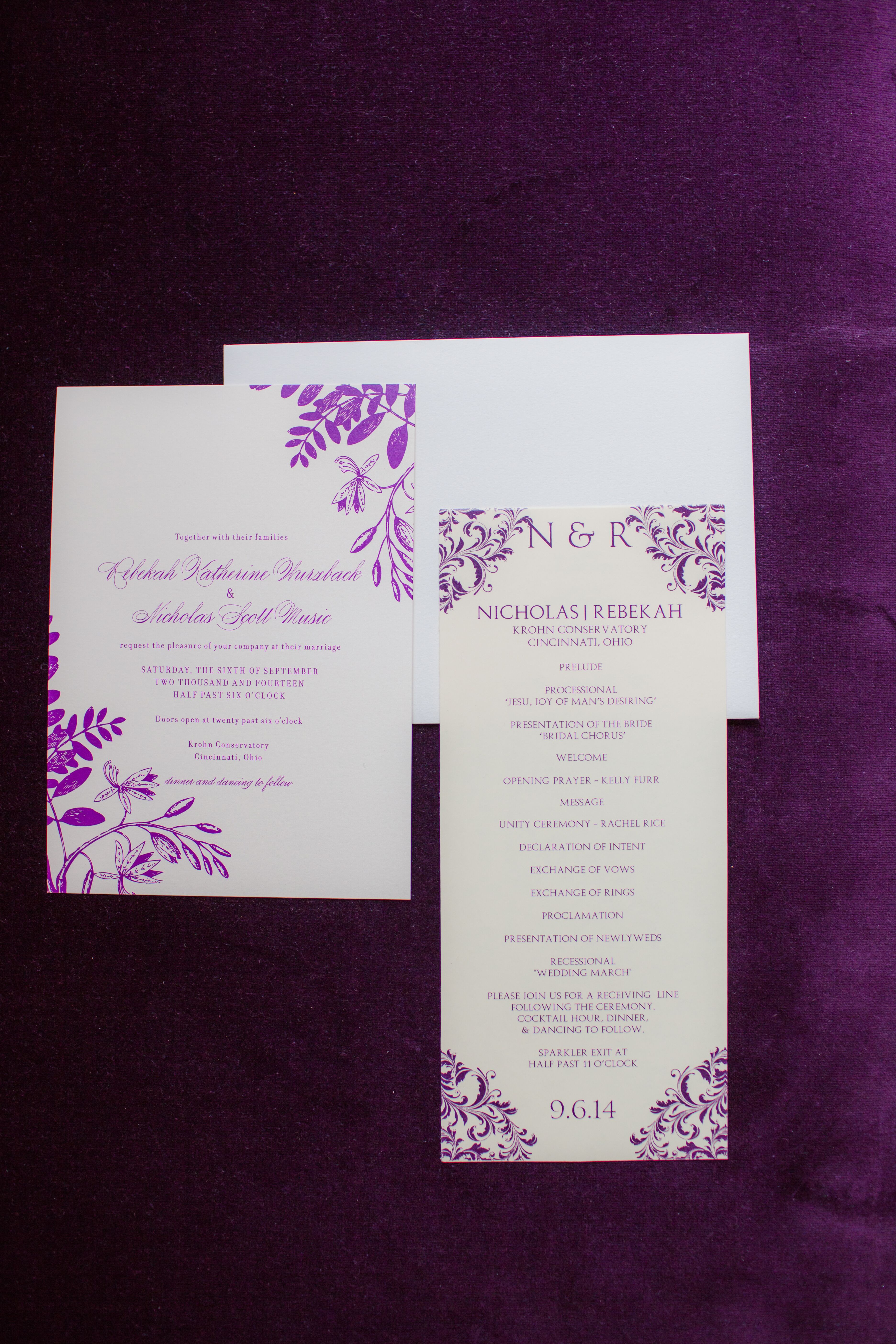 Purple and Ivory Wedding Invitations