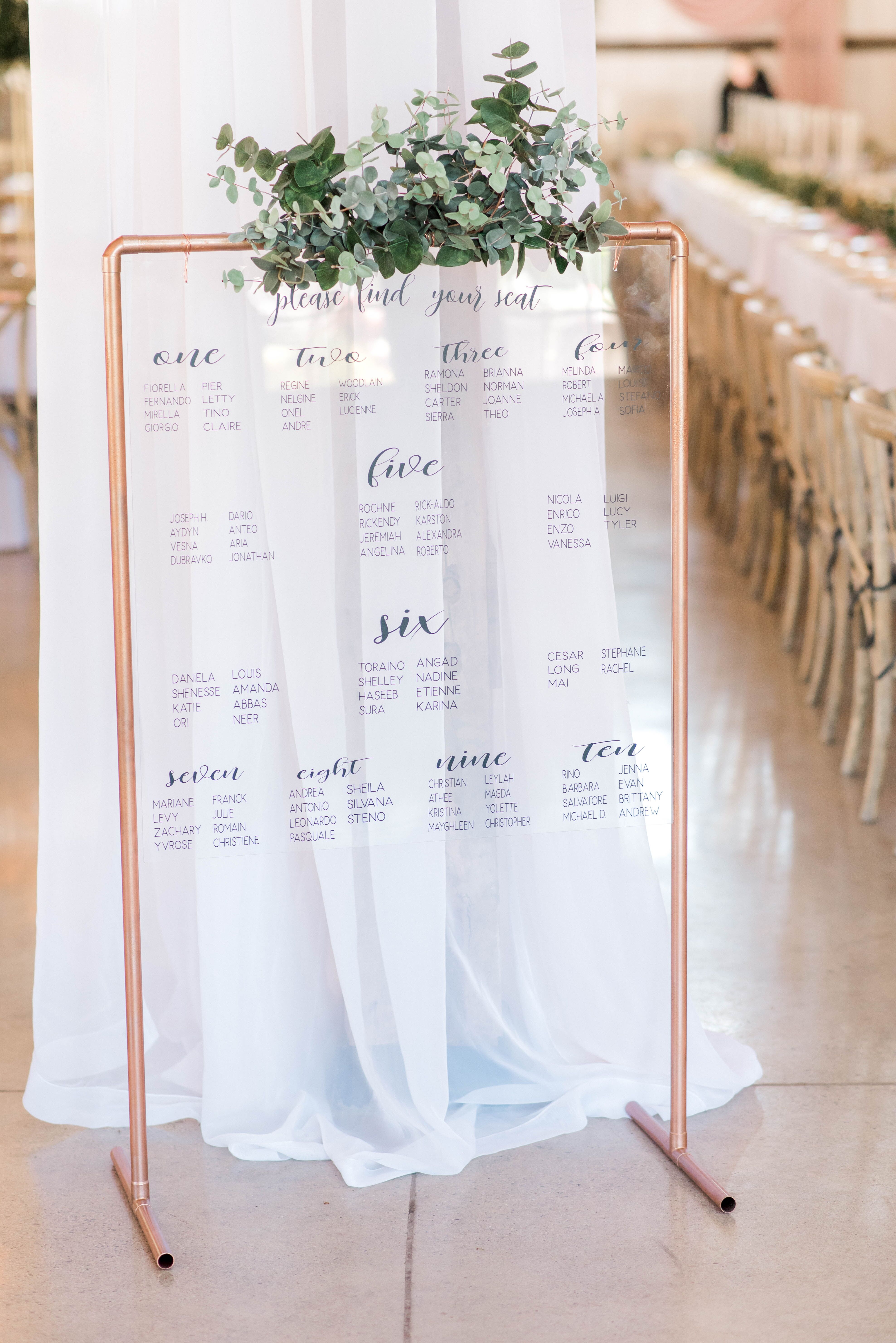 Acrylic seating chart for weddings