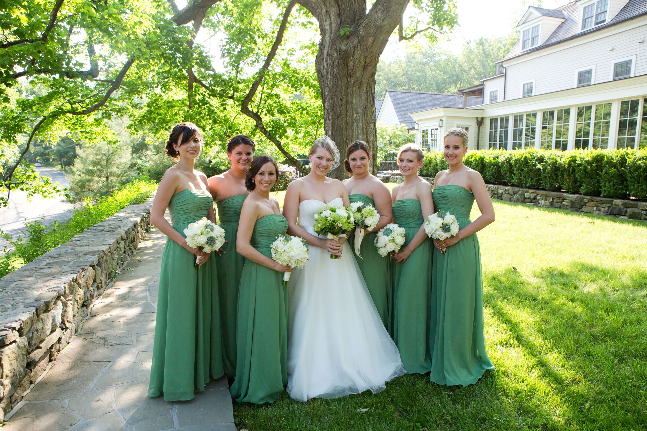 Grass green 2025 bridesmaid dresses