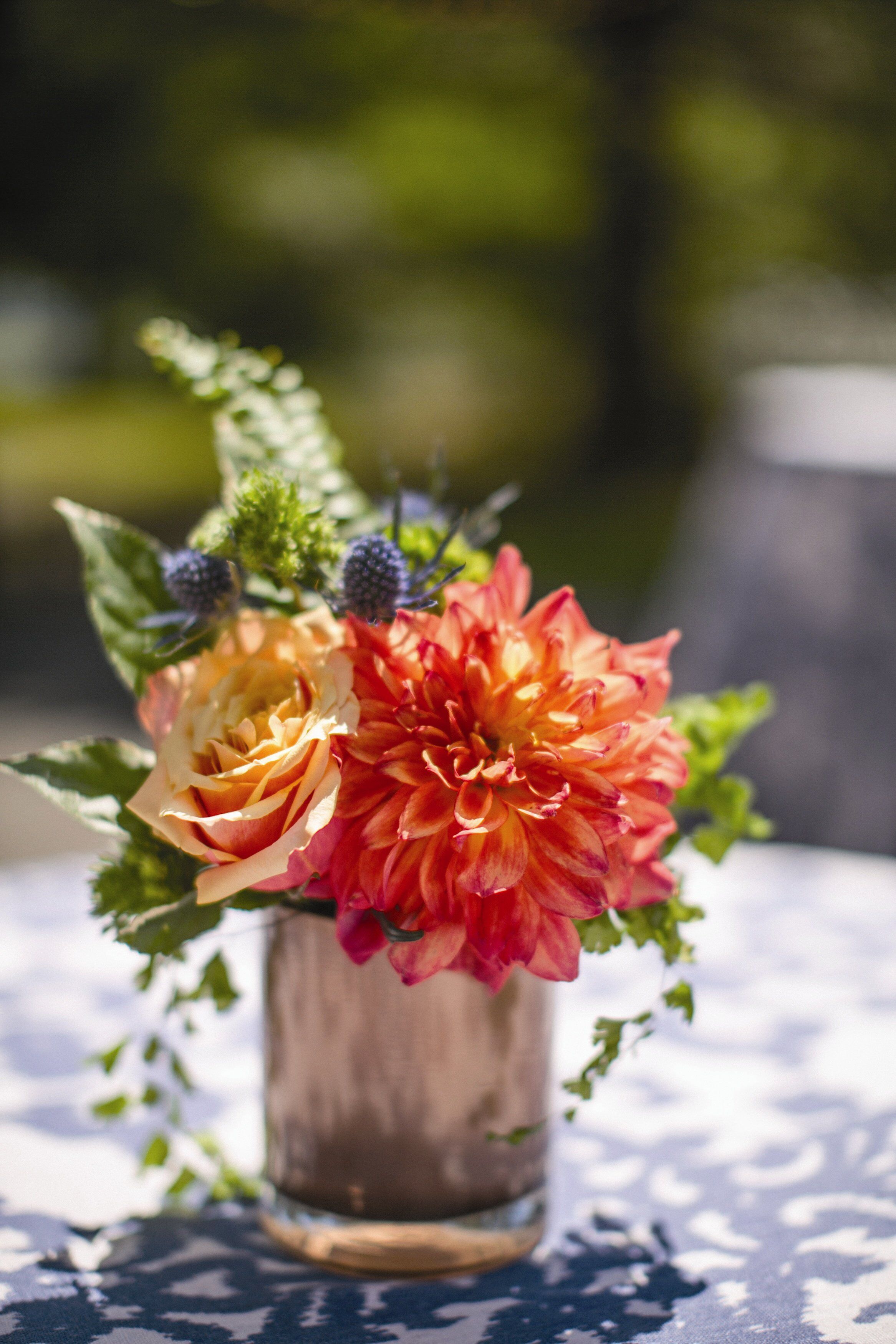 Dahlia and Rose Centerpiece