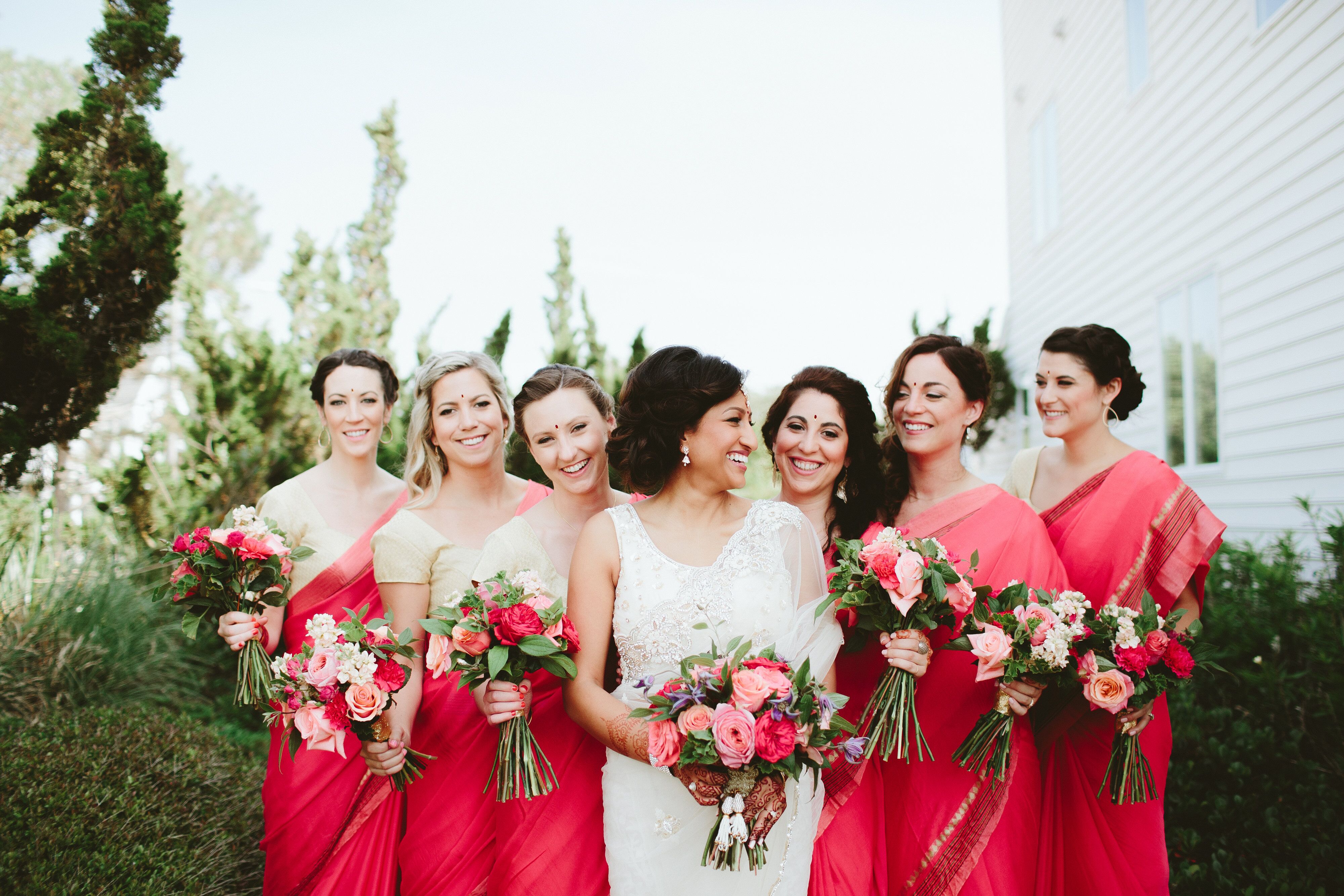 Vibrant Pink Bridesmaid Saris