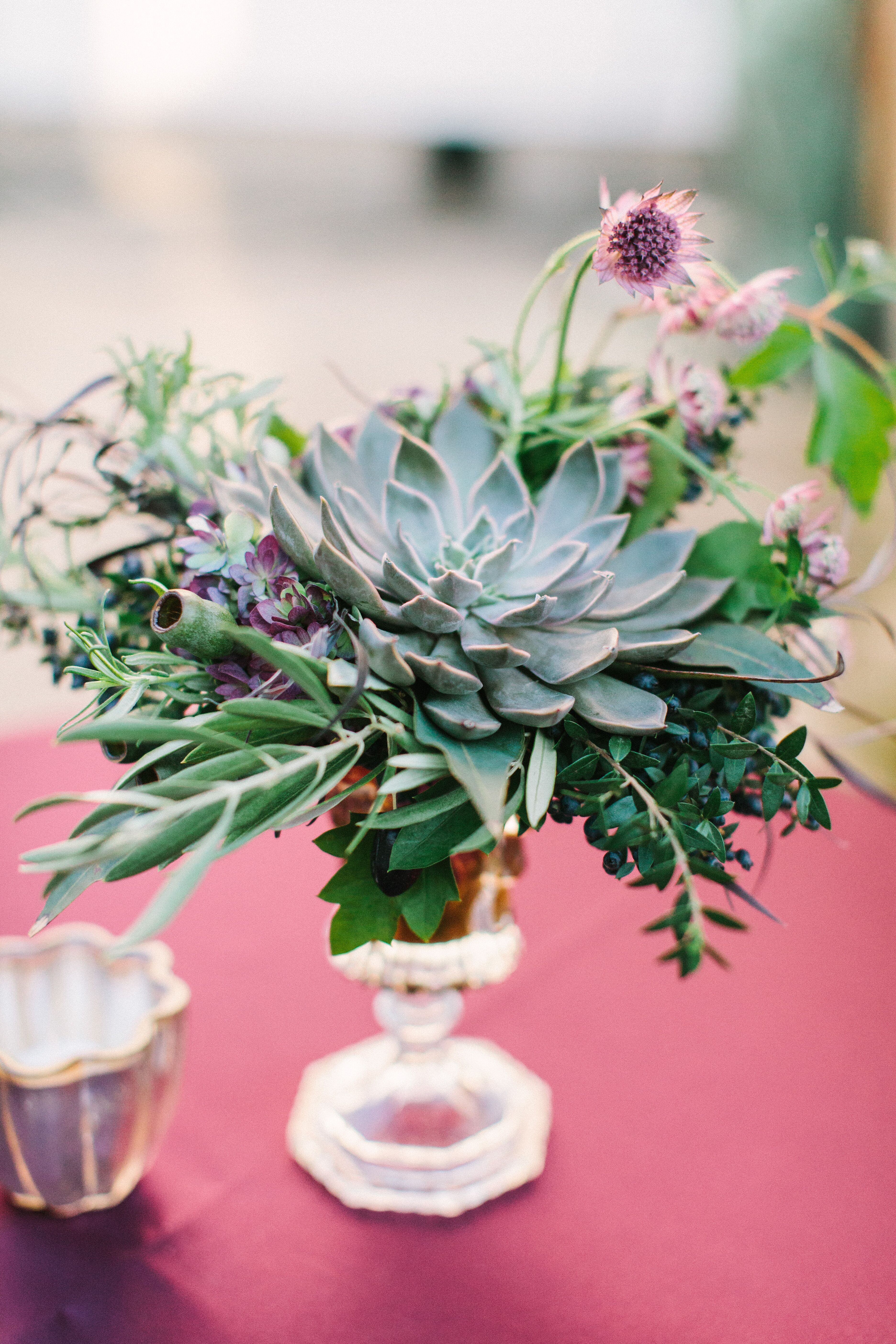 Textured Succulent Cocktail Hour Centerpieces