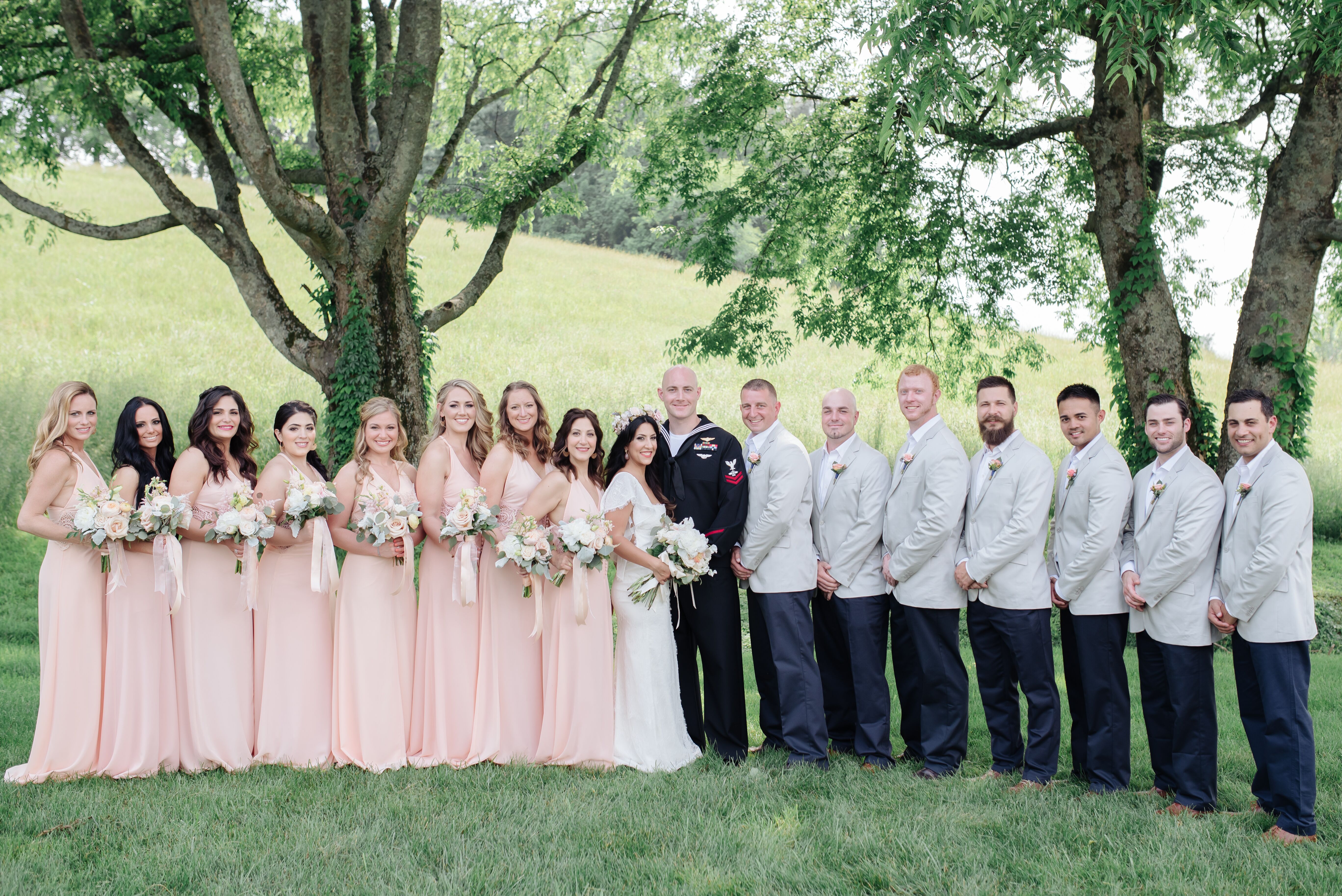 peach maxi bridesmaid dress