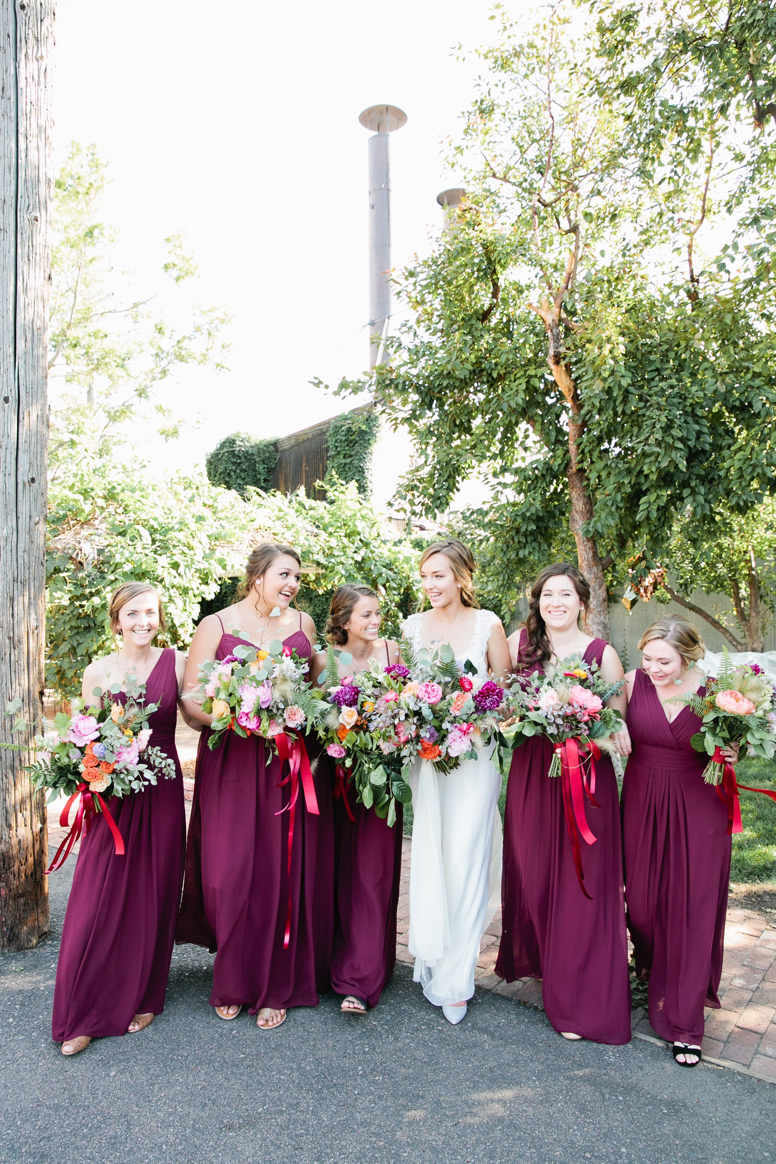 Wine bridesmaid outlet dresses with sleeves