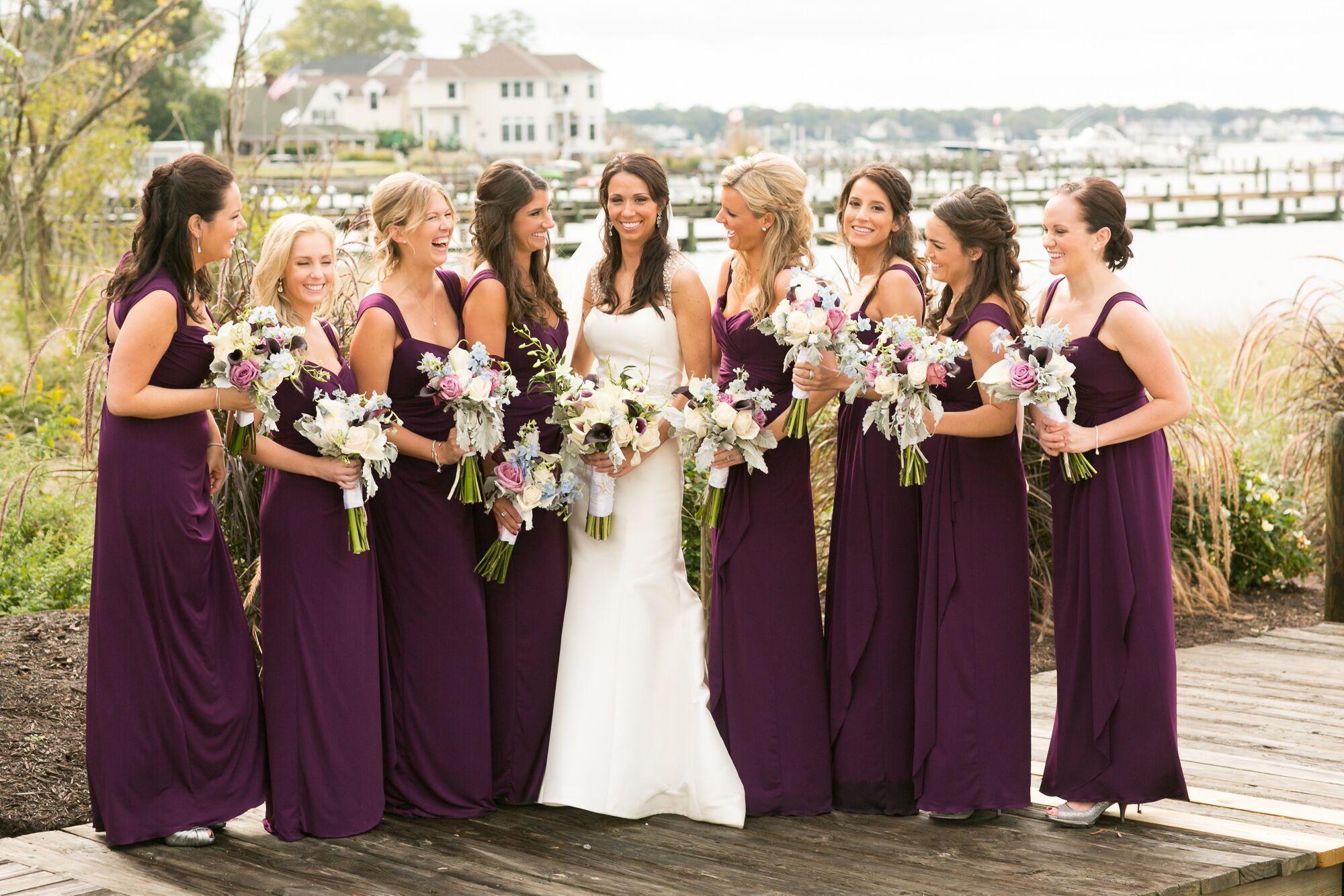 Dark purple maid of honor dresses hotsell