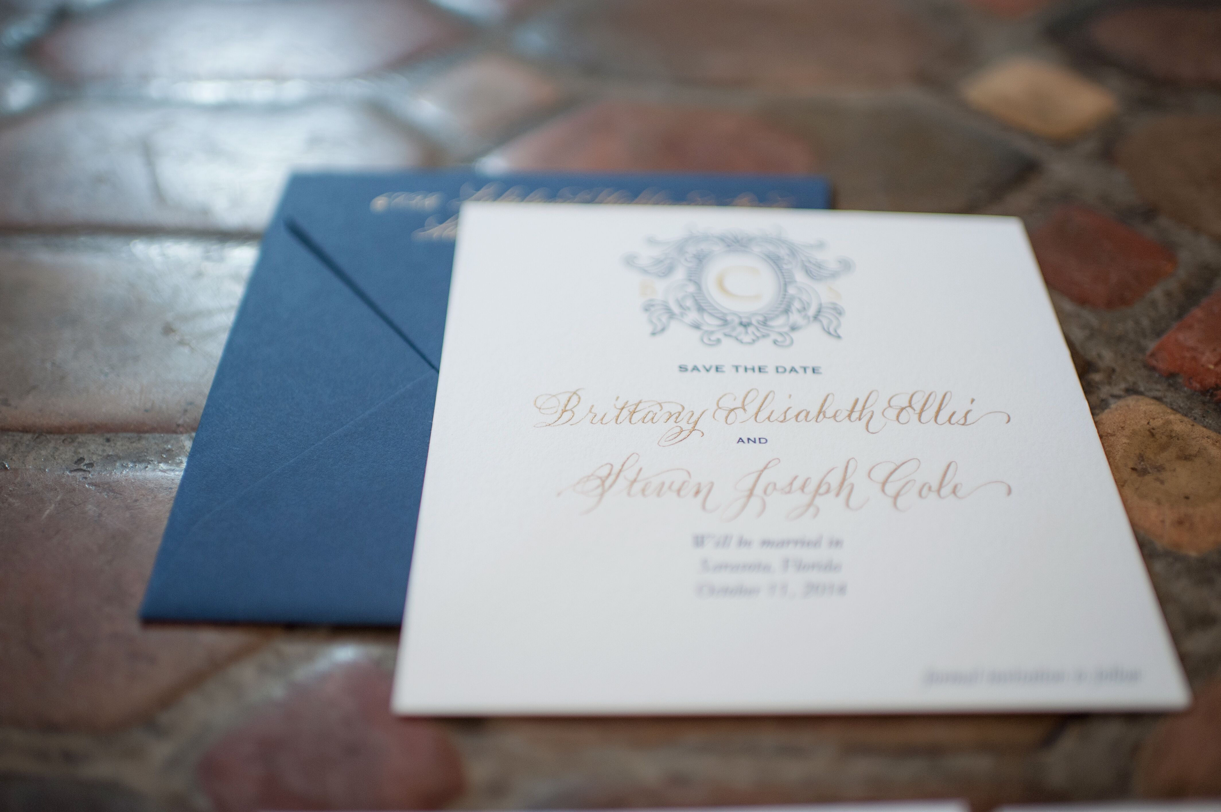 Ivory Wedding Invitations with Gold Calligraphy