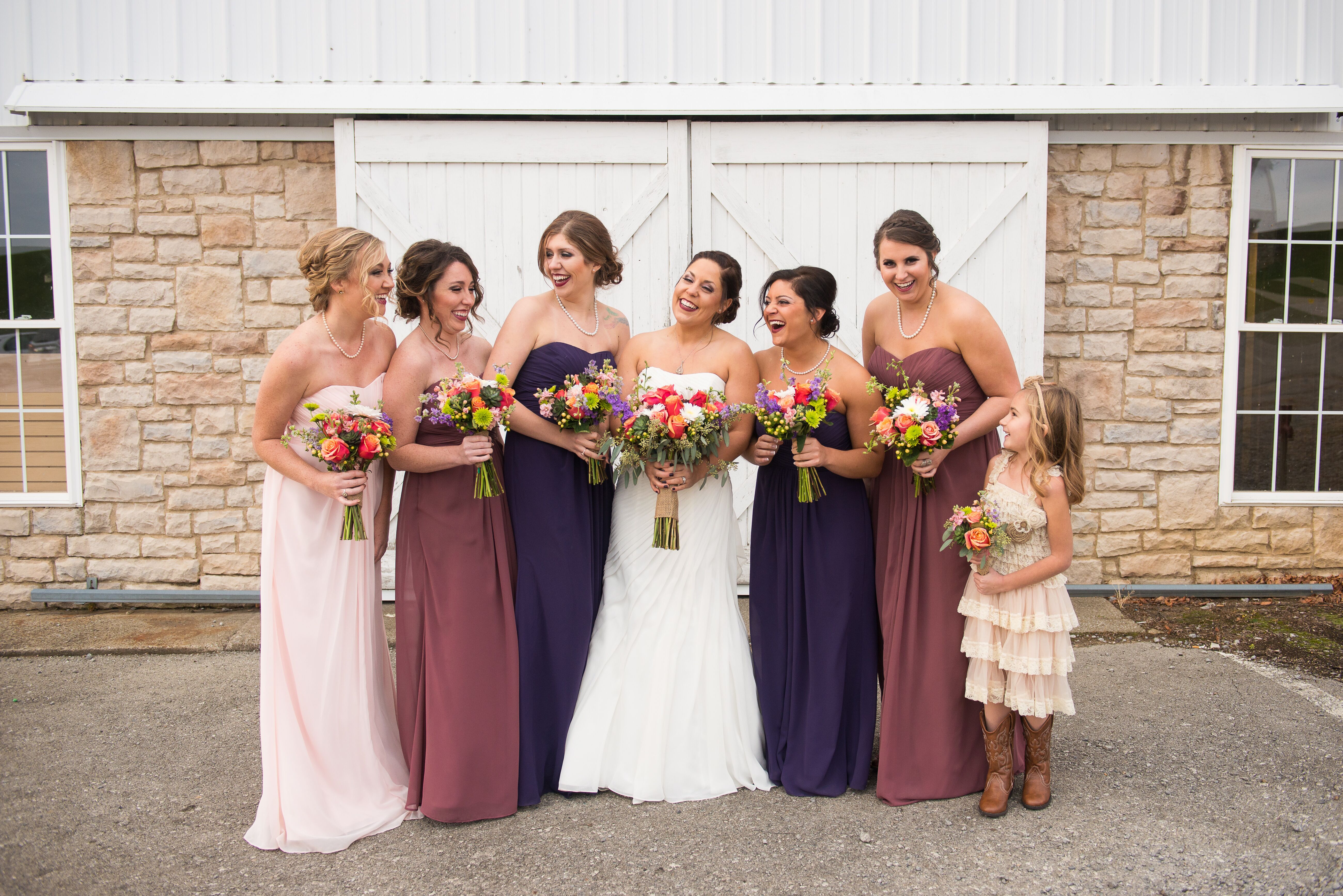 Strapless David's Bridal Bridesmaid Dresses in Mauve