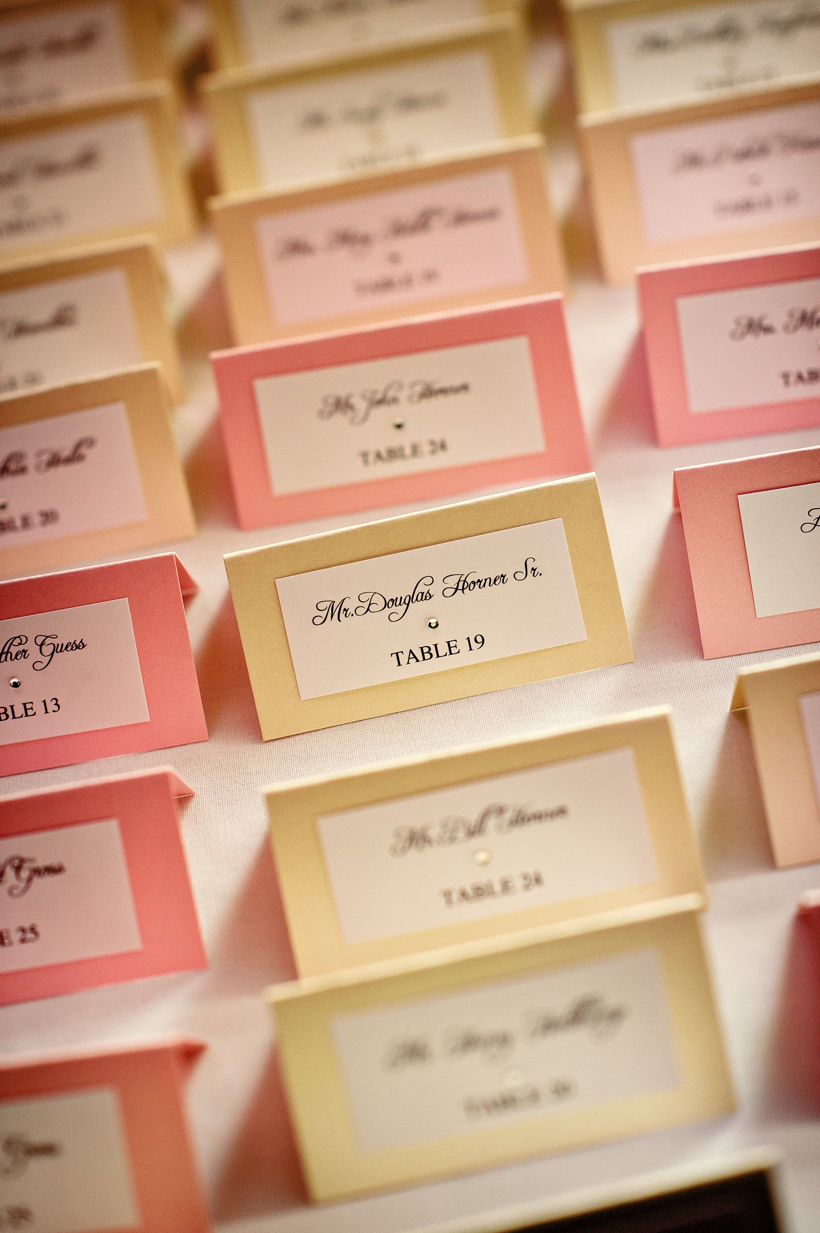 Coral and Gold Escort Cards