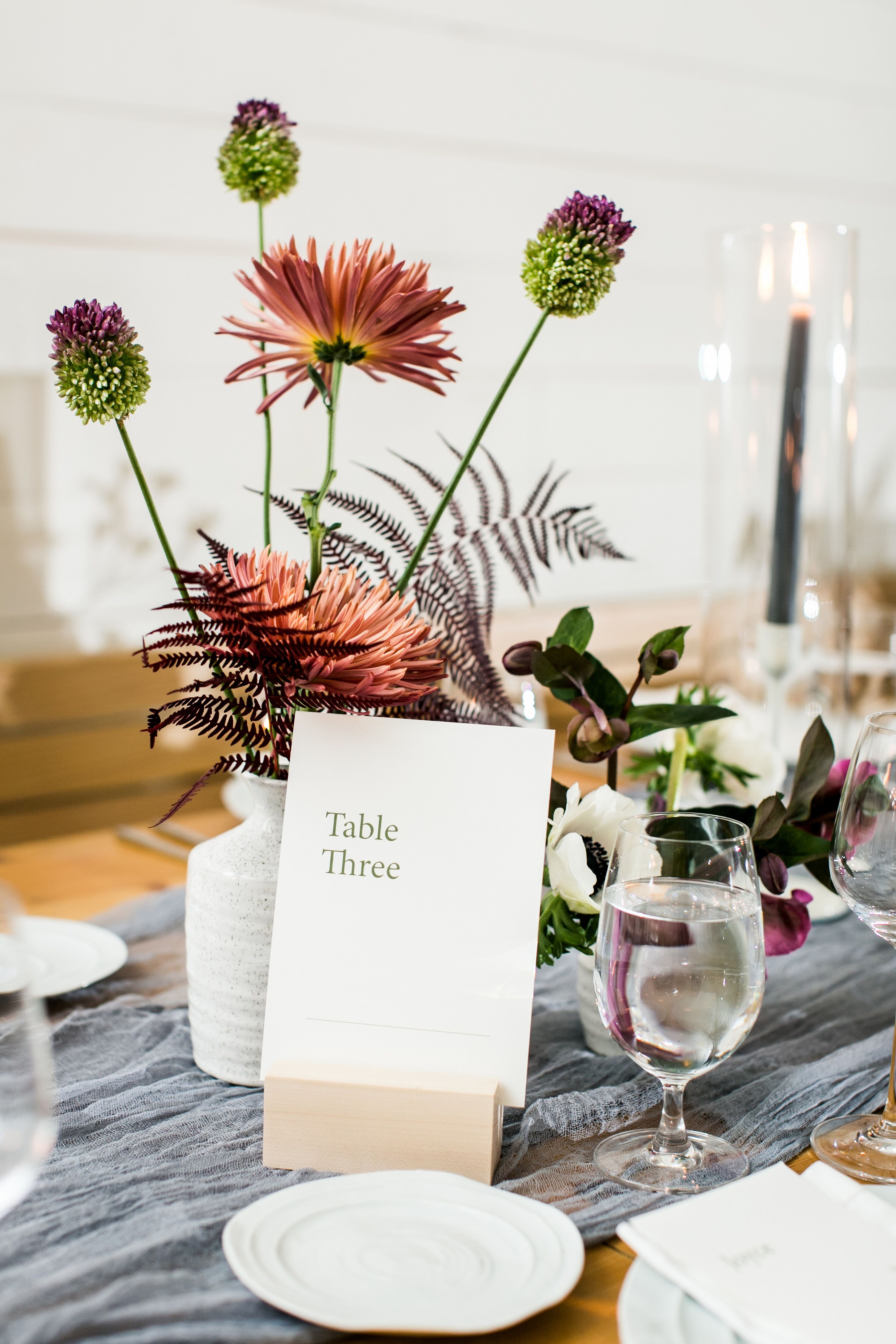Modern Table Number and Centerpiece