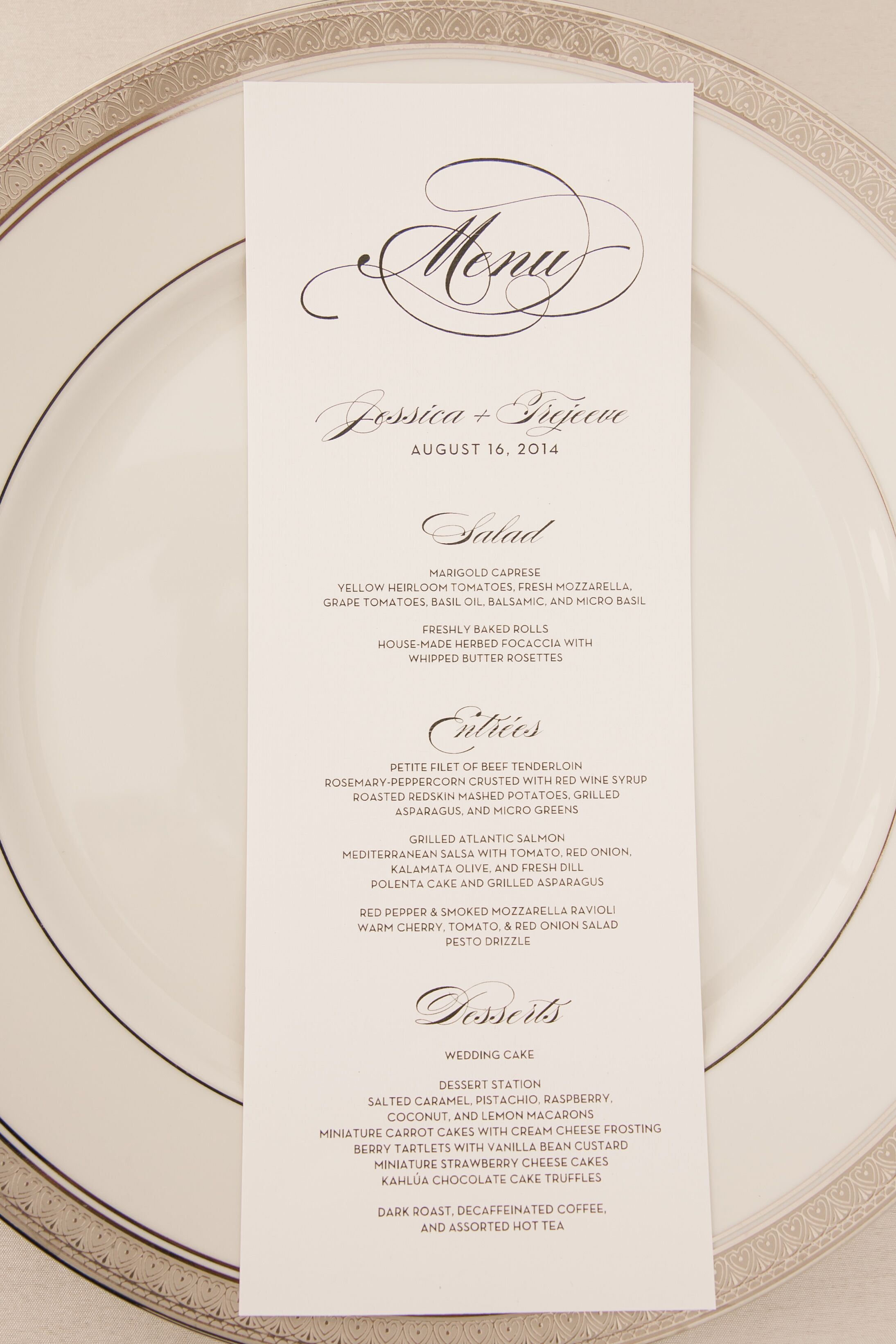 Black-and-White Cursive Menu Card