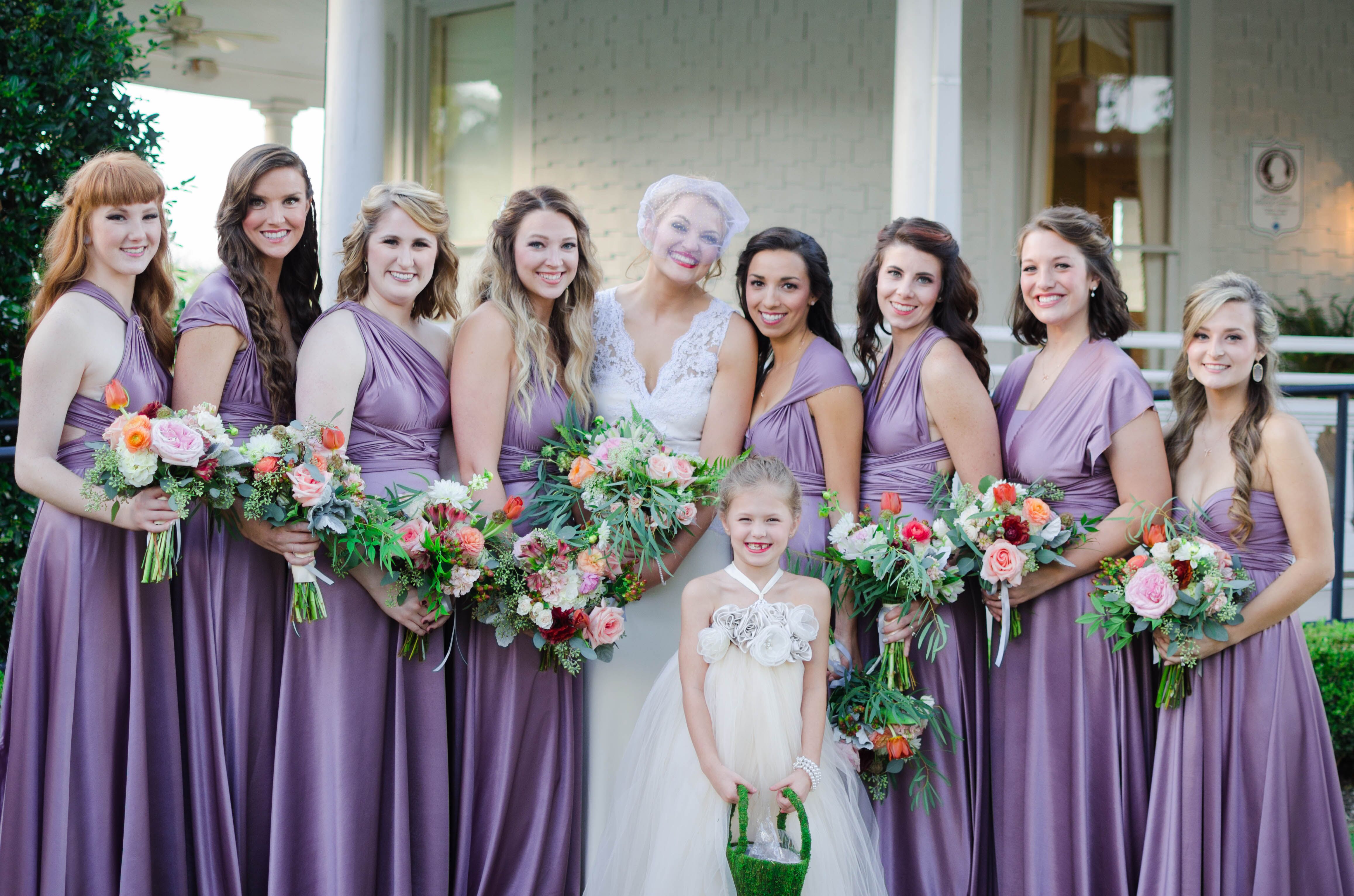 lavender satin bridesmaid dresses