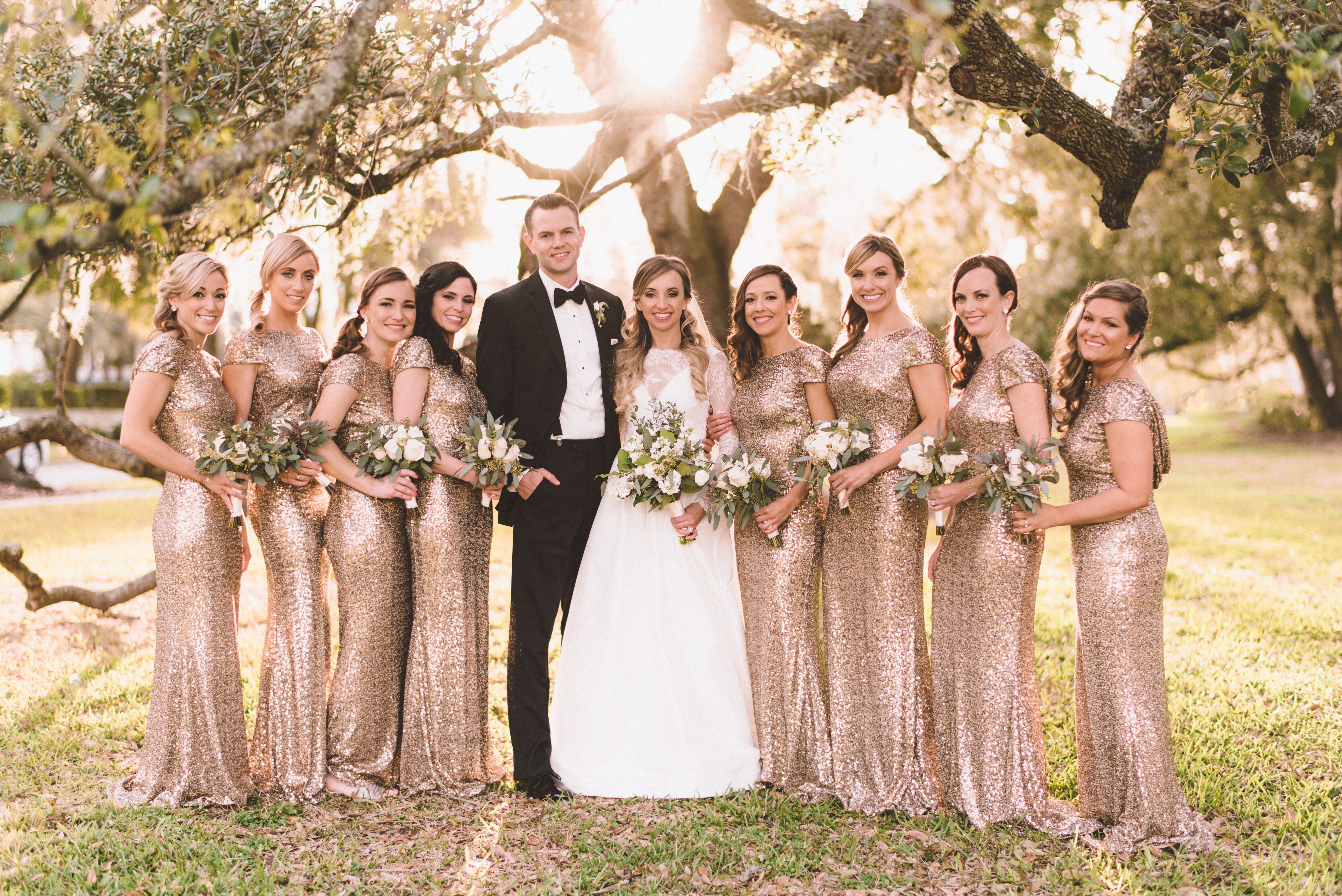 Long gold sequin bridesmaid on sale dresses