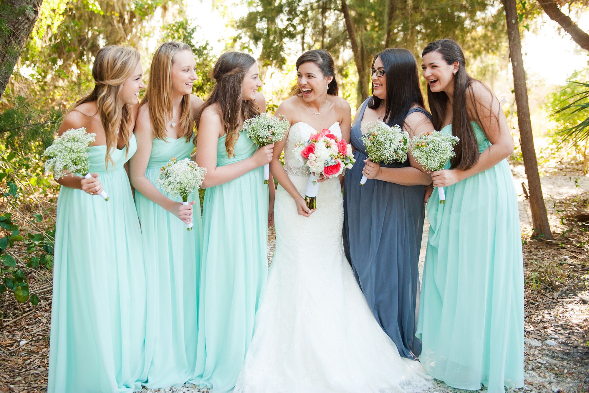 Sea glass 2025 colored bridesmaid dresses