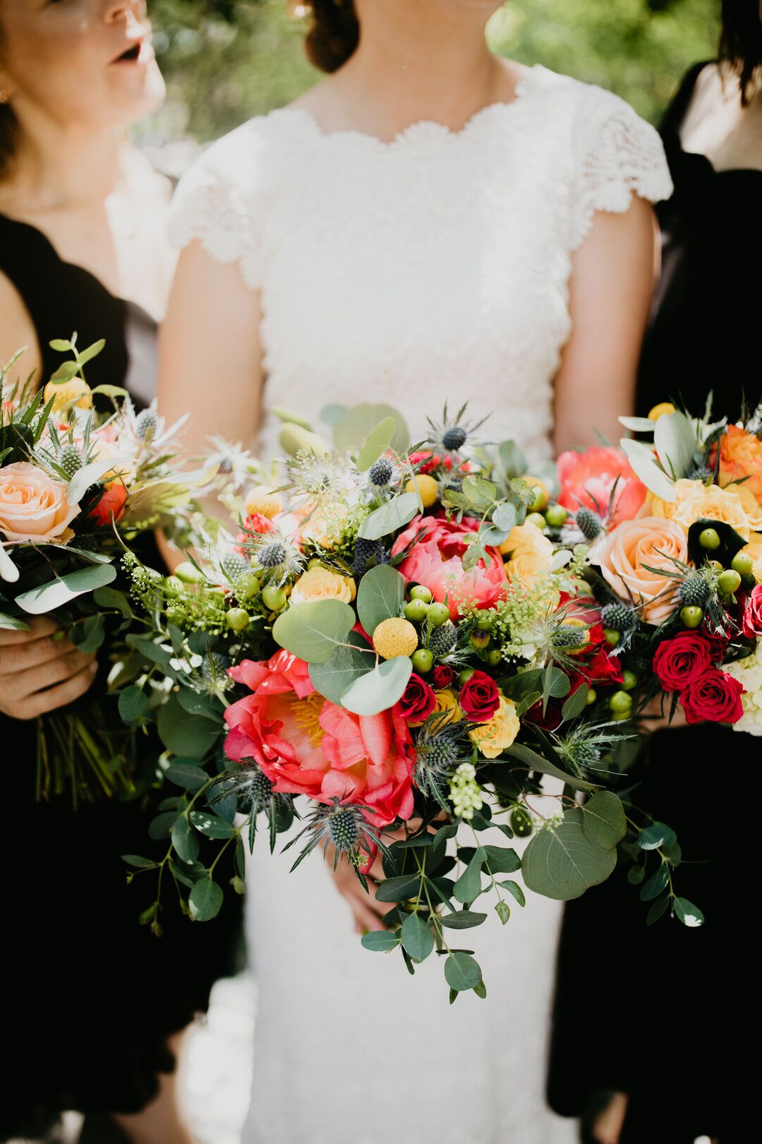 Bride Holds Bright Bouquet