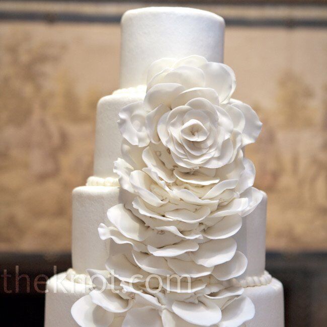 White Cascading Rose Cake