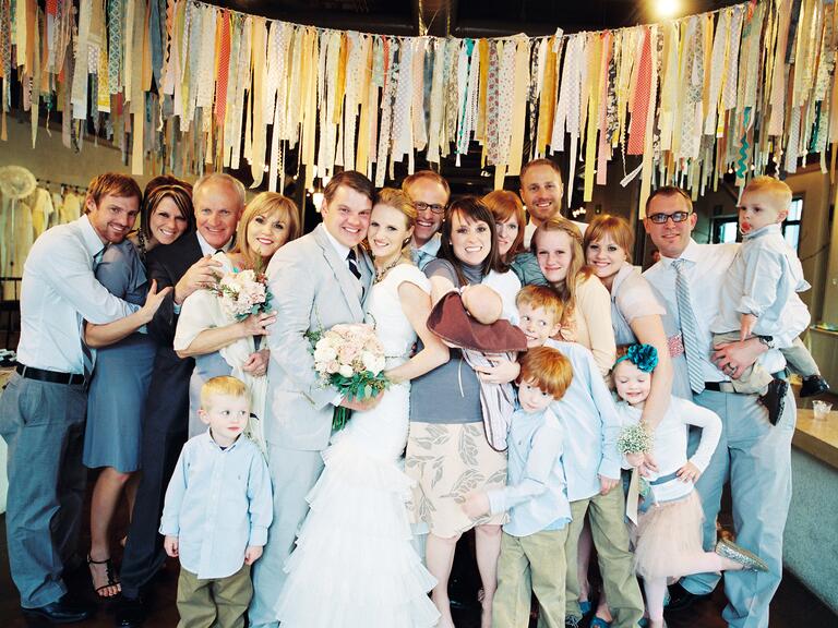 Relaxed family wedding photo