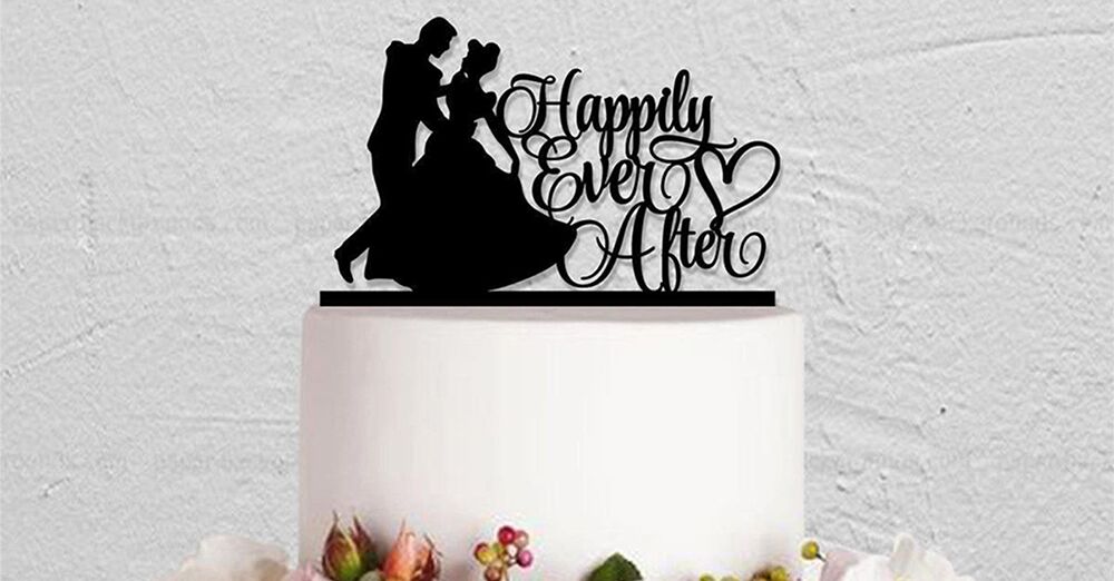 Sleeping Beauty Crystal Heart Wedding Cake Topper Engraved NEW** 