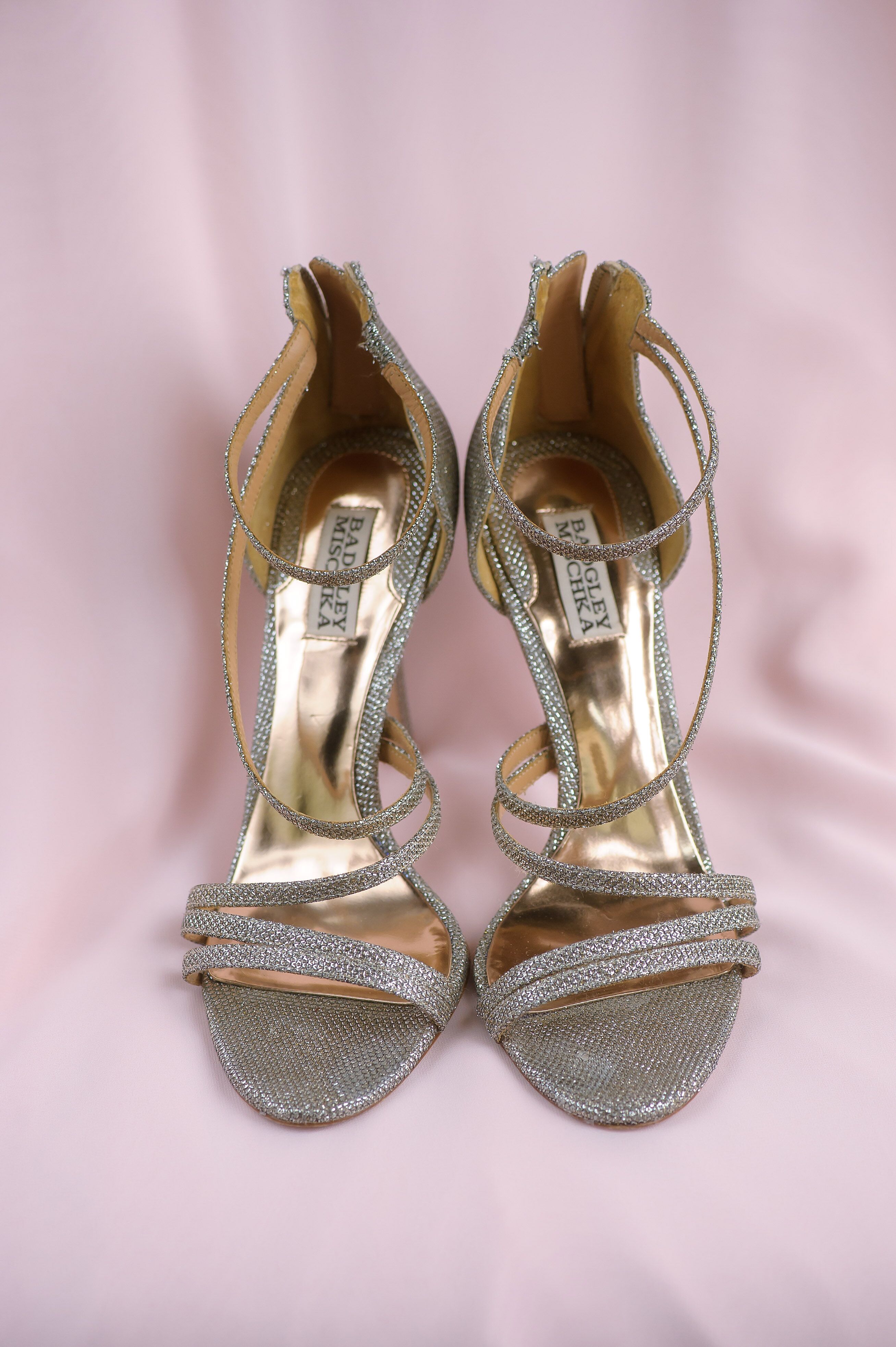 Silver Strappy Badgley Mischka Wedding Shoes