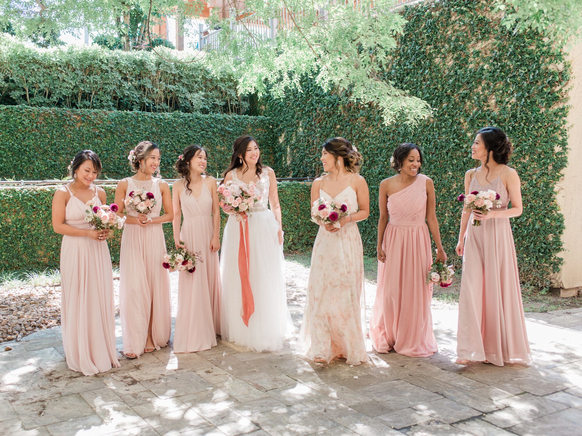 Blush pink deals bridesmaid dresses