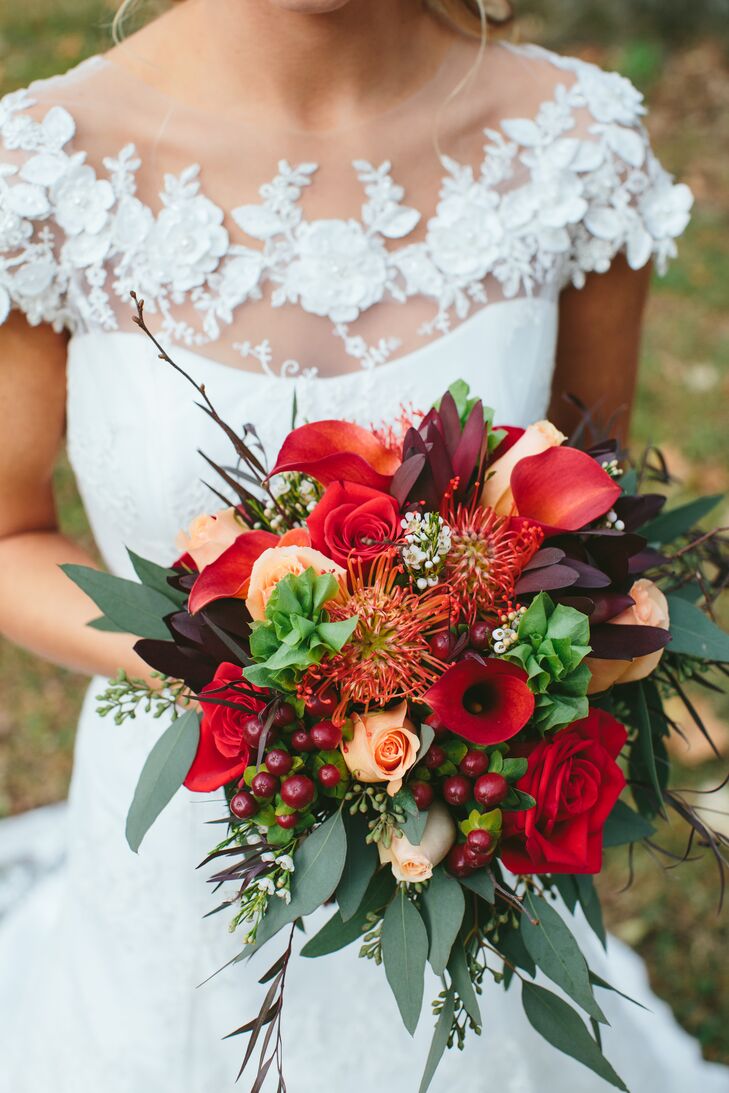 Burgundy Fall Bouquet with Calla Lilies and Eucalyptus