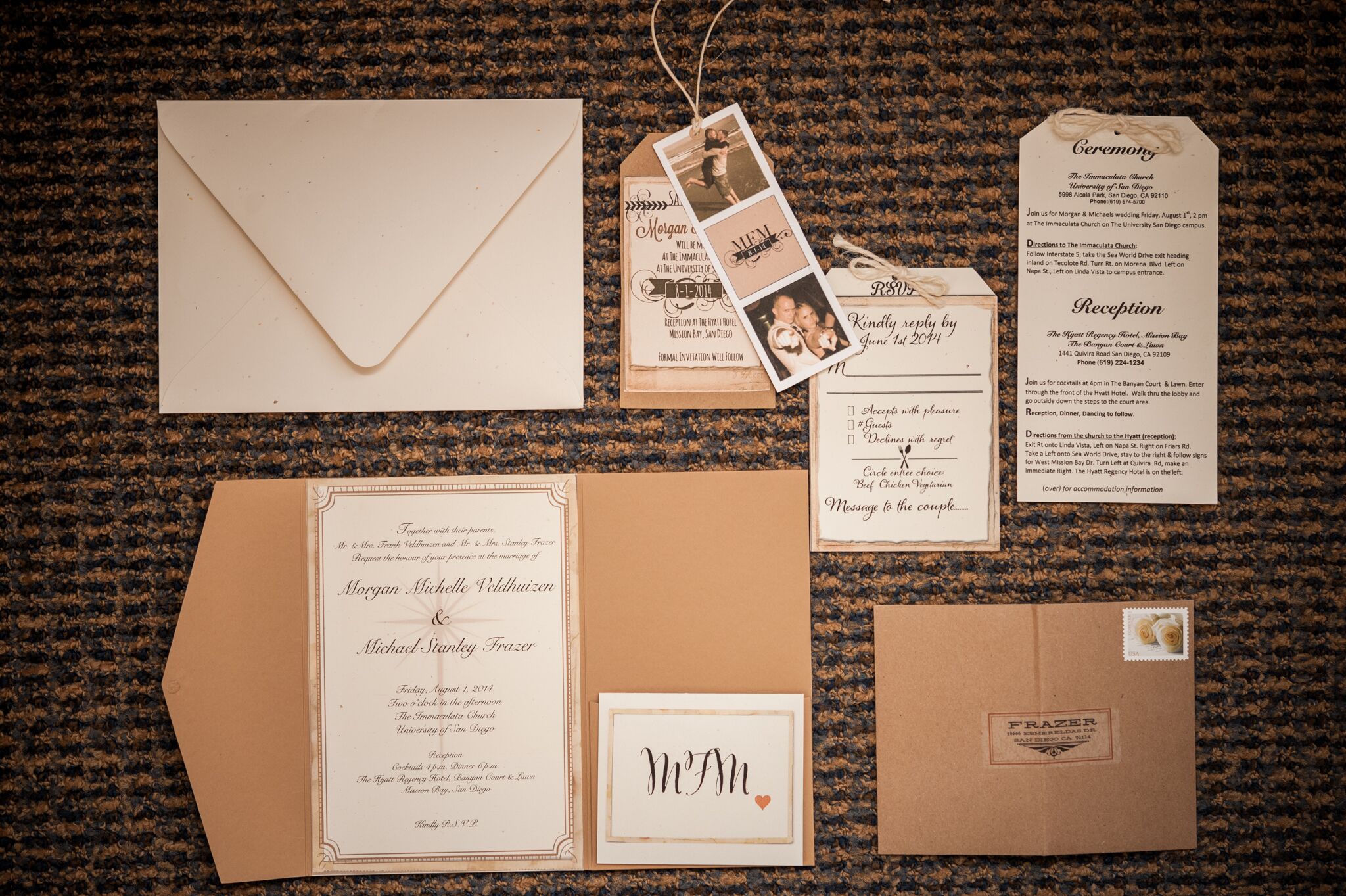 Brown and White Rustic Wedding Invitations