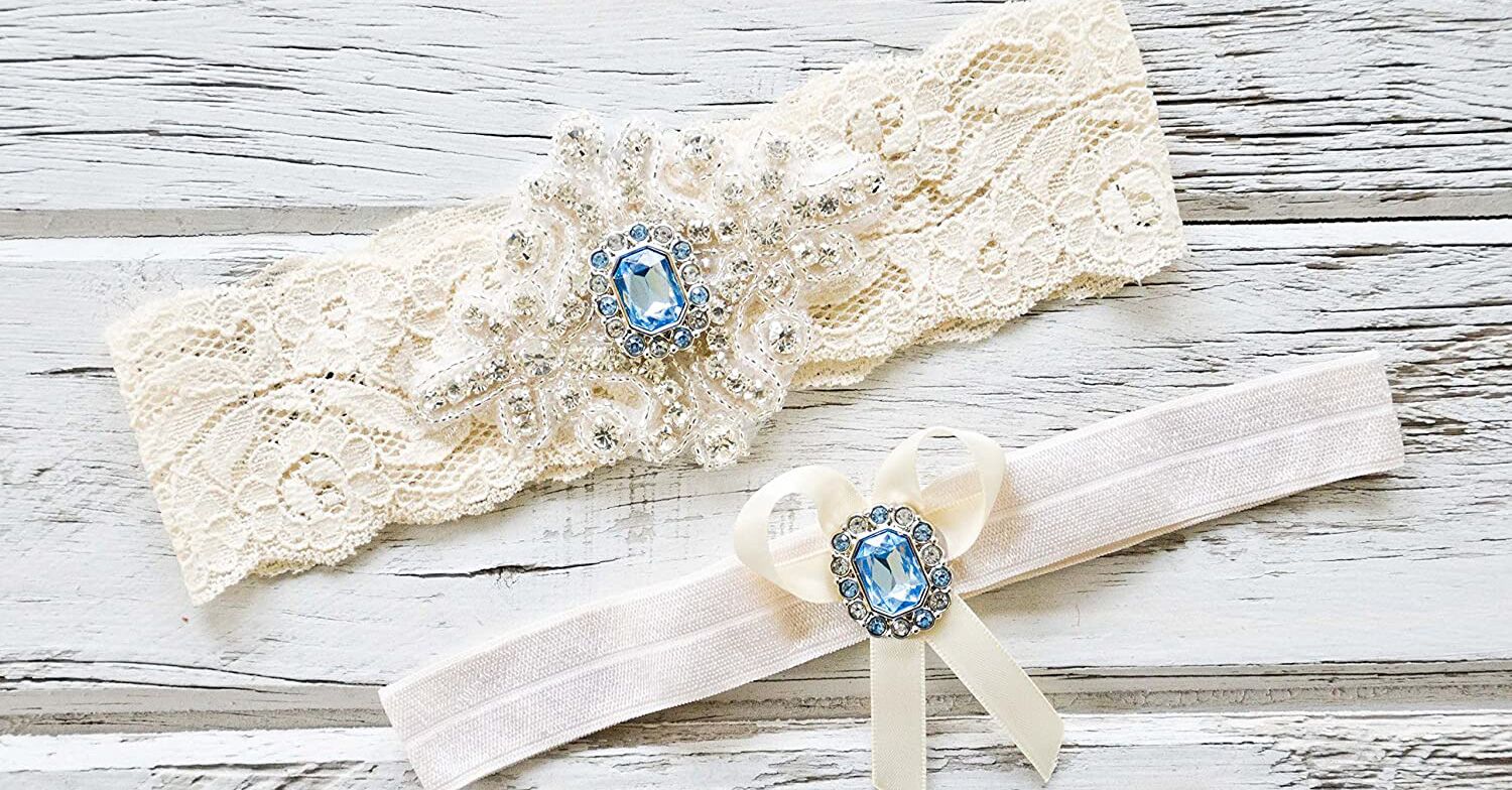 blue wedding garter set