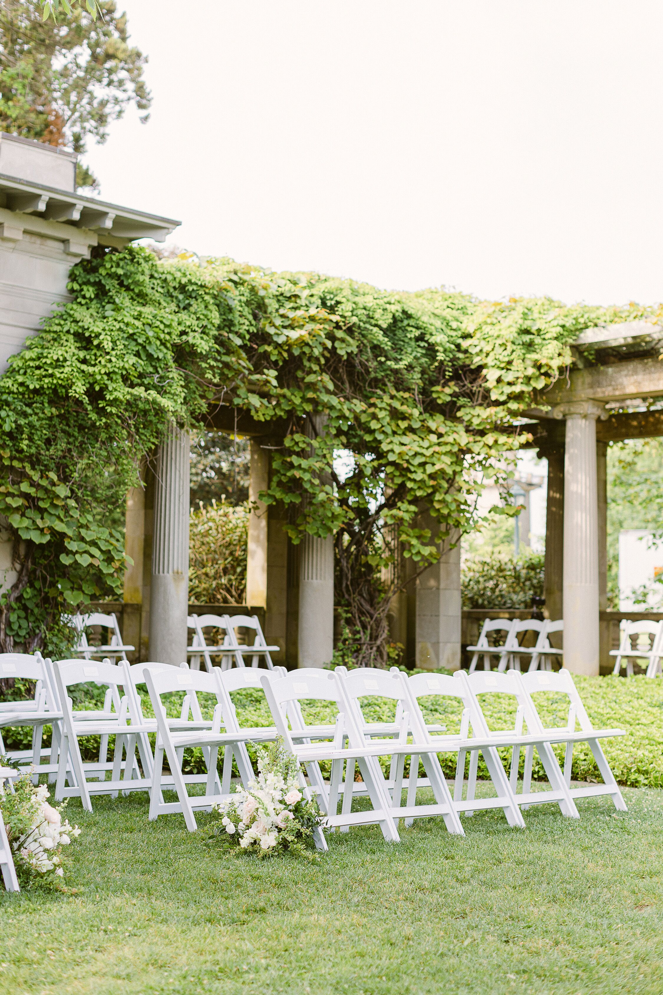 Folding Chairs for Ceremony at Eolia Mansion in Waterford, Connecticut