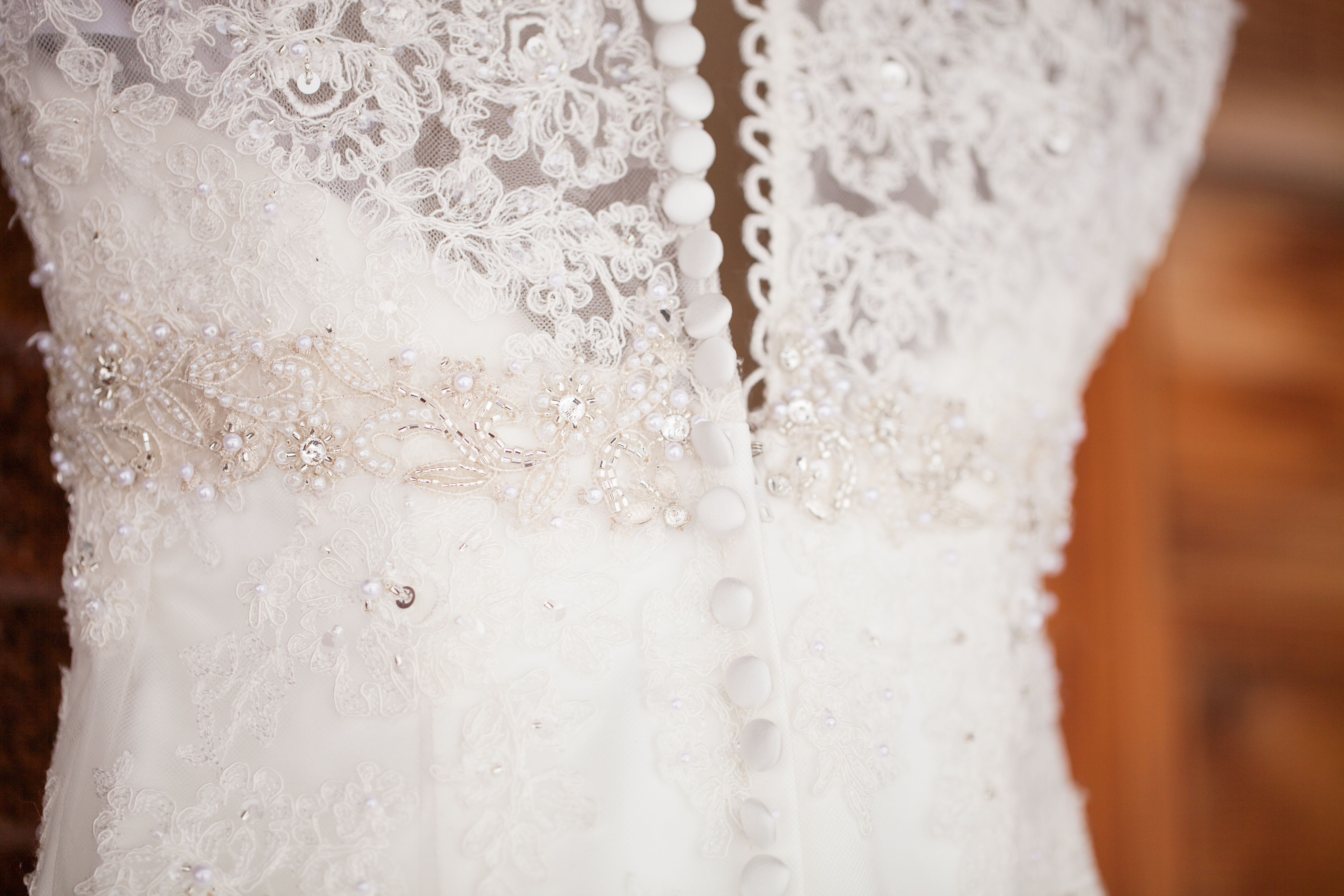 Lace Button-up Wedding Dress