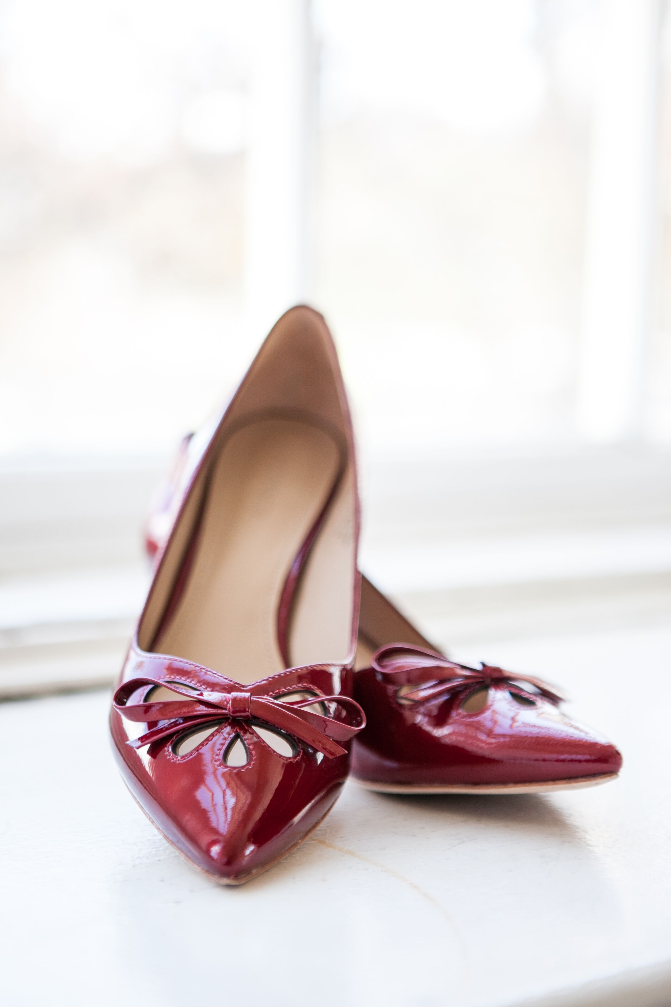 Red Bow-Detail Bridal Heels