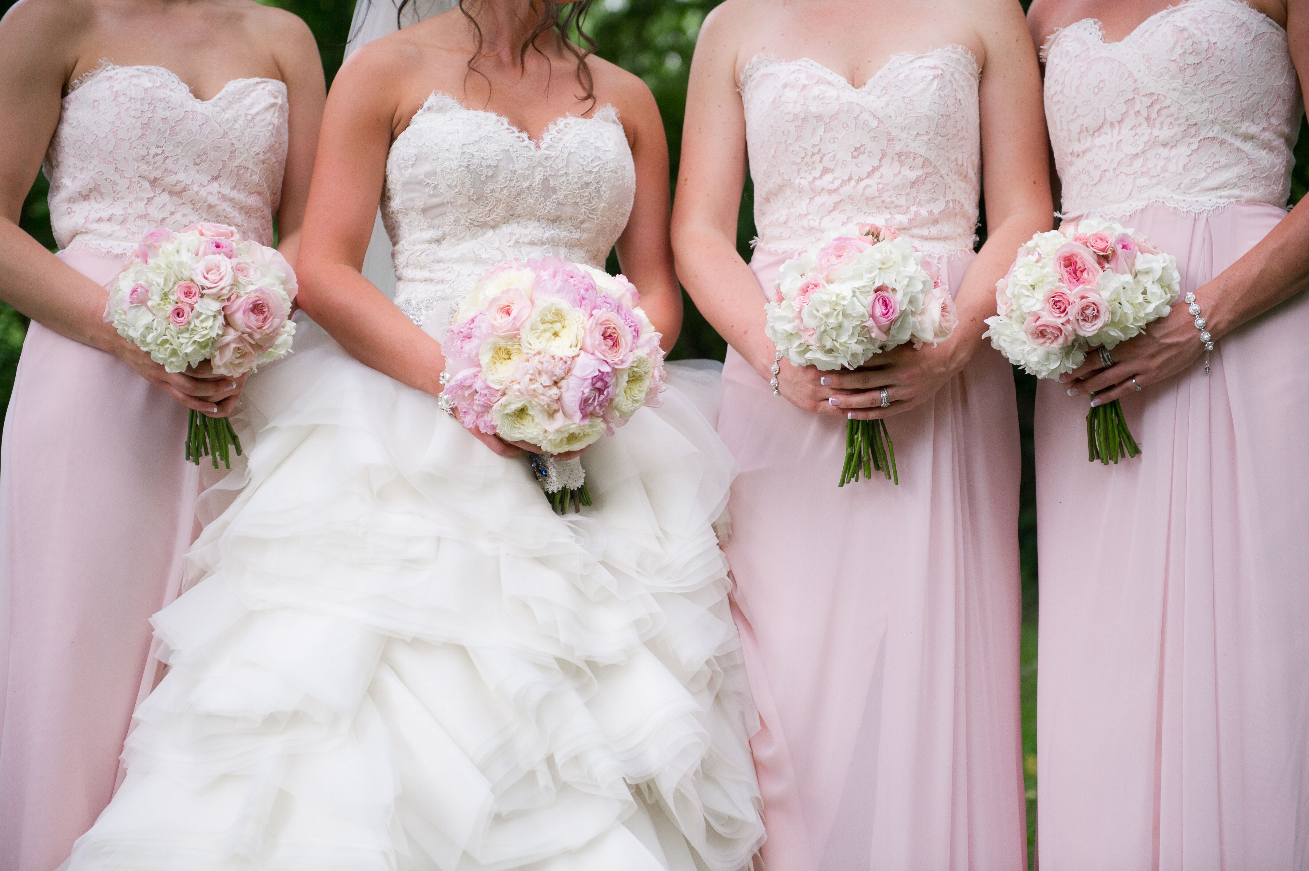 Blush And Ivory Garden Rose Hydrangea And Peony Bouquets
