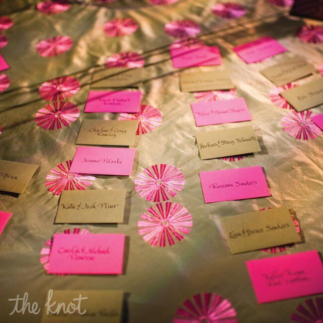 Pink and Green Escort Cards