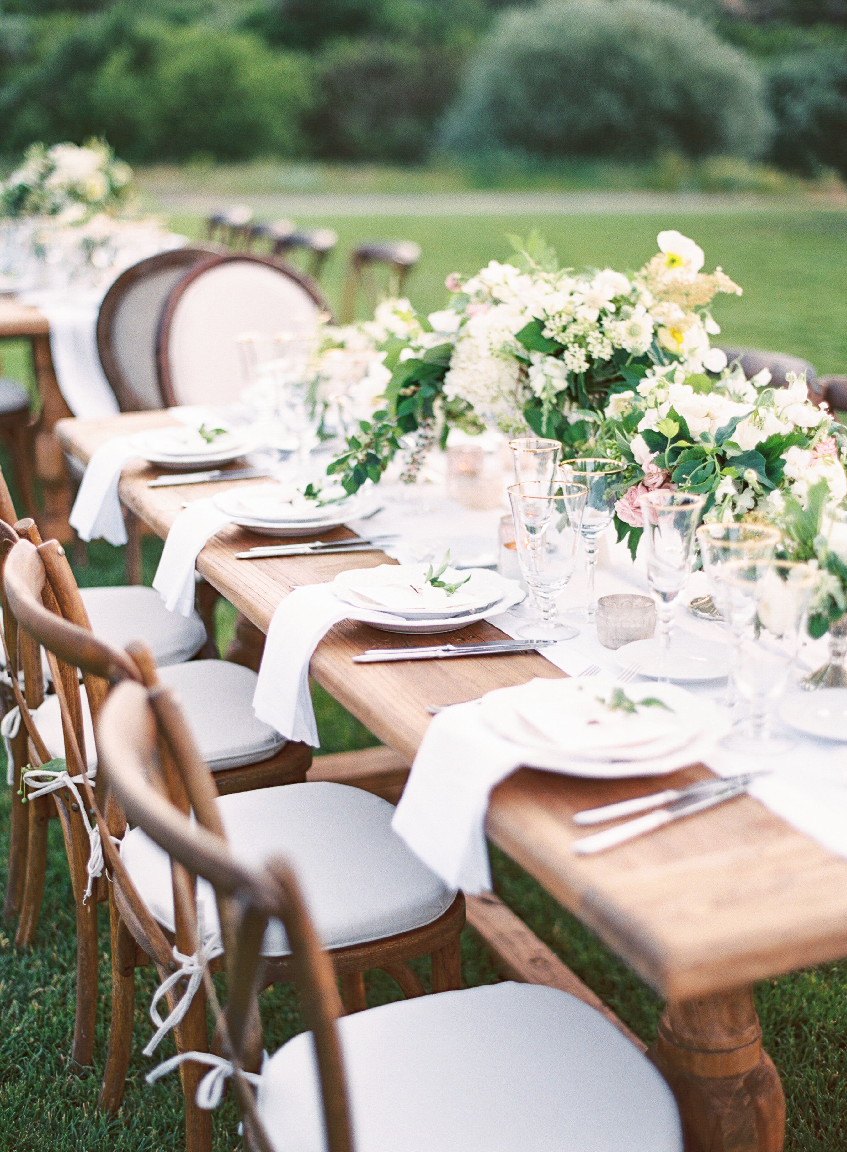 Open-Air Reception Tablescapes with Overflowing Peony Centerpieces