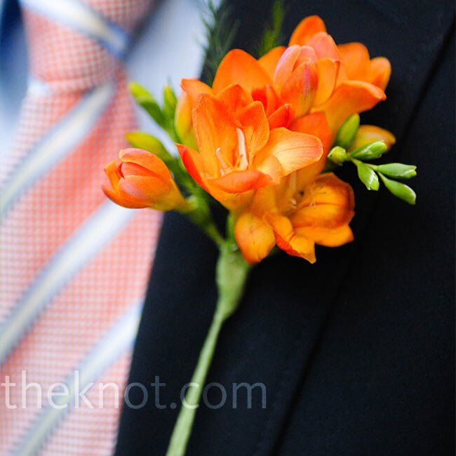 Orange Freesia Boutonniere