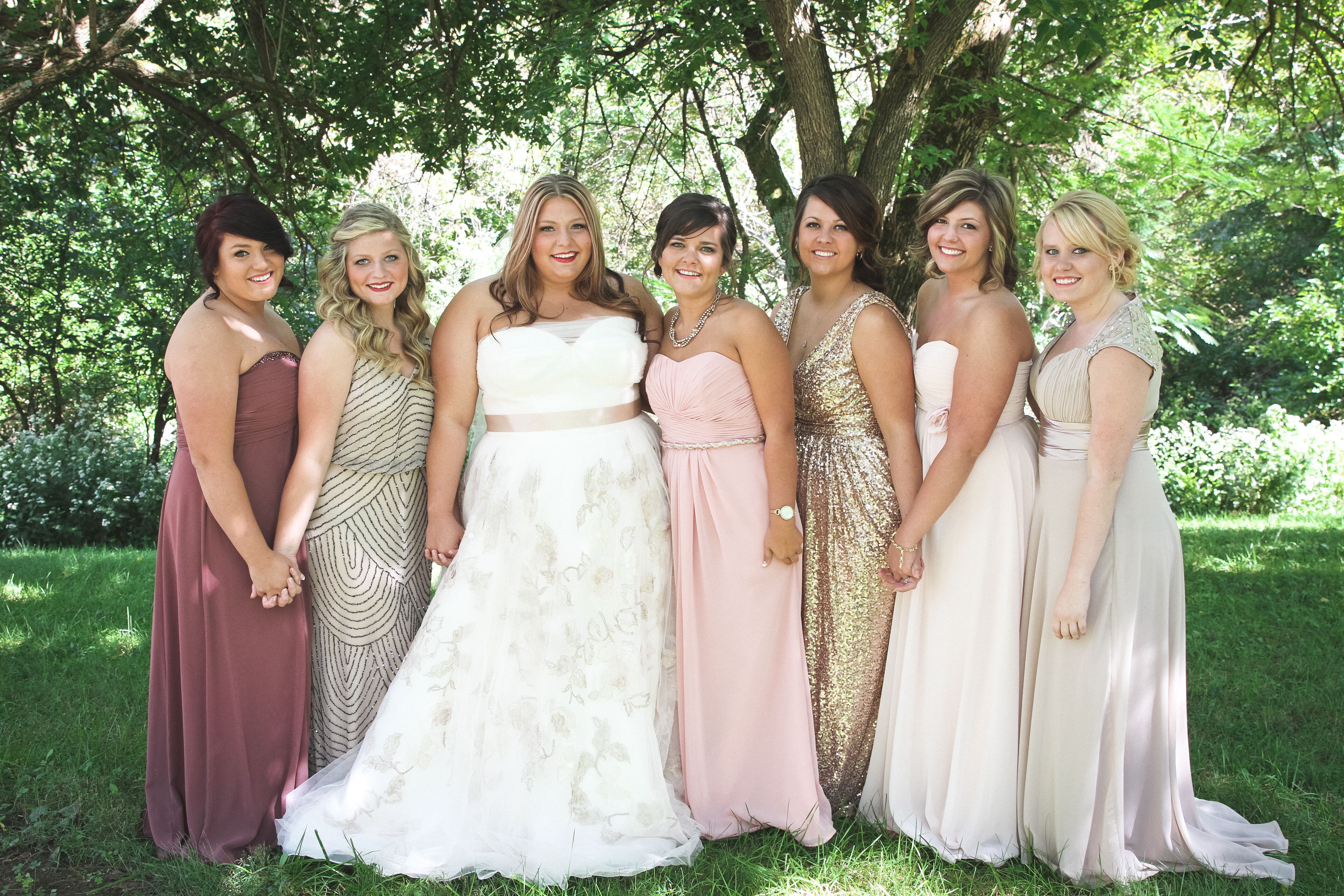 Rose gold and blush bridesmaid clearance dresses