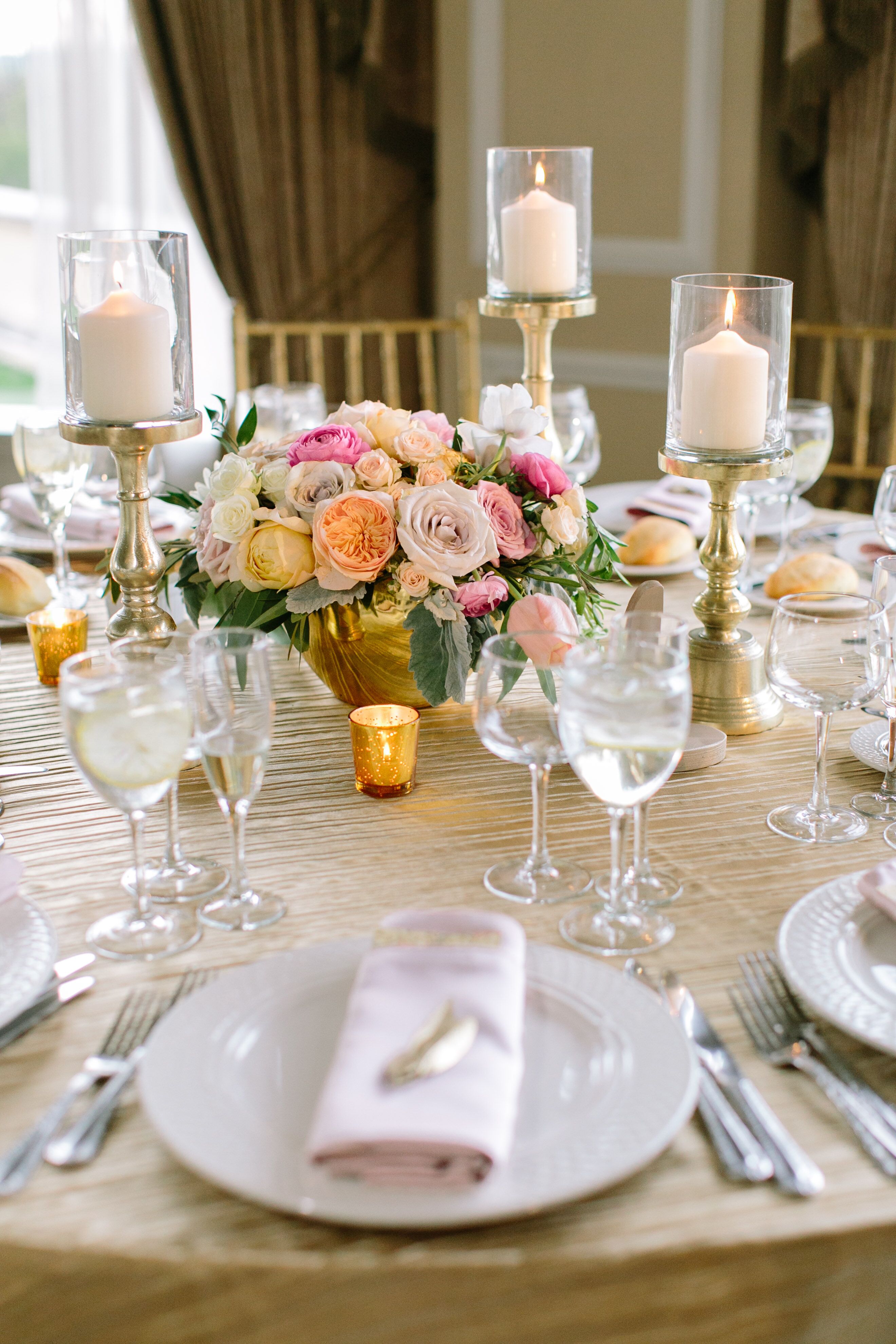 Low Rose Anemone, Ranunculus and Dahlia Centerpiece