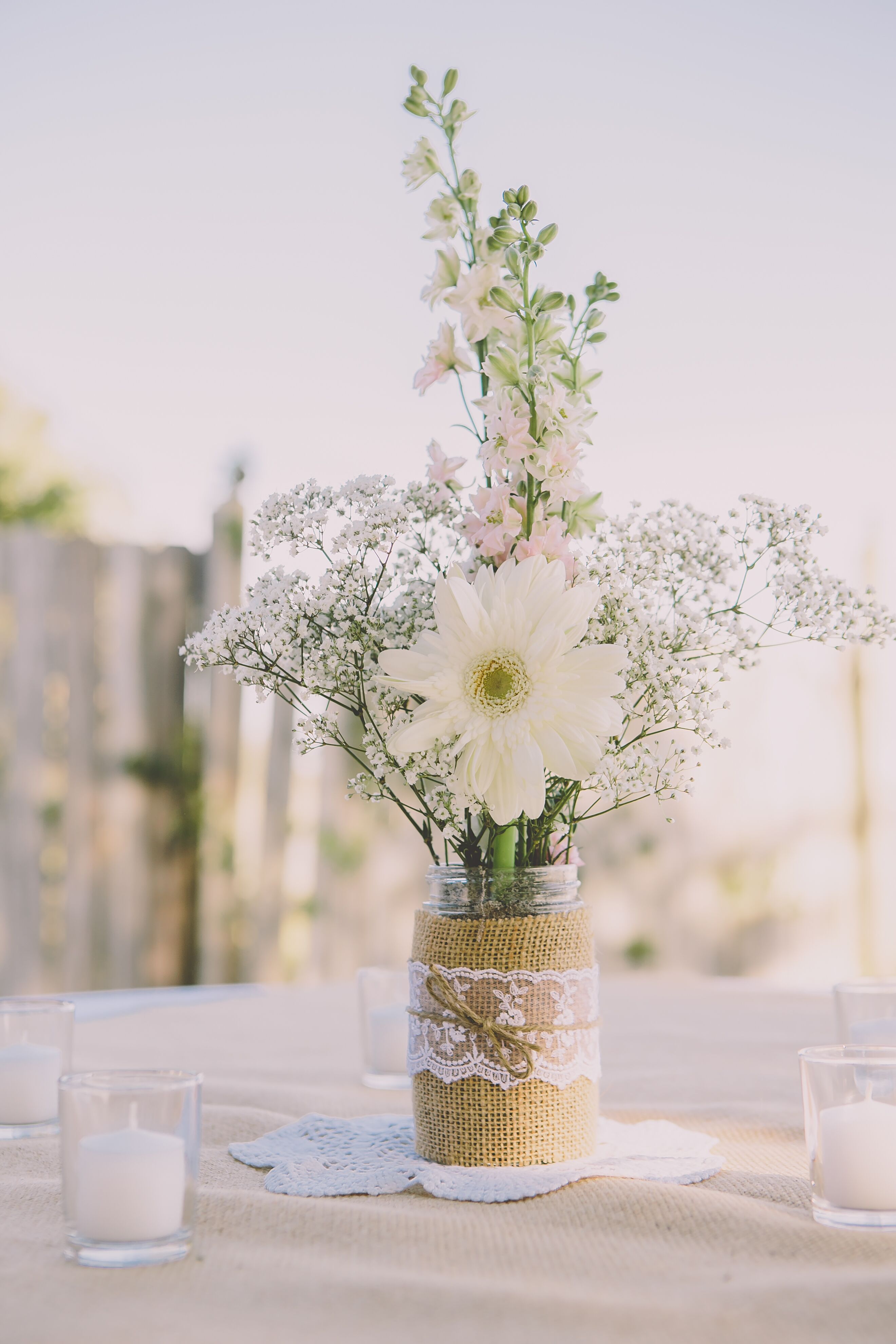 Simple DIY Baby's Breath and Daisy Centerpieces