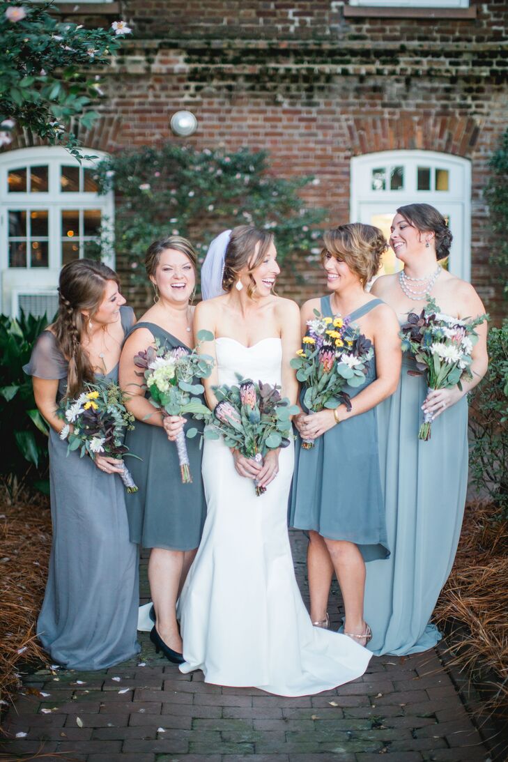 Mismatched Slate Gray Bridesmaid  Dresses 